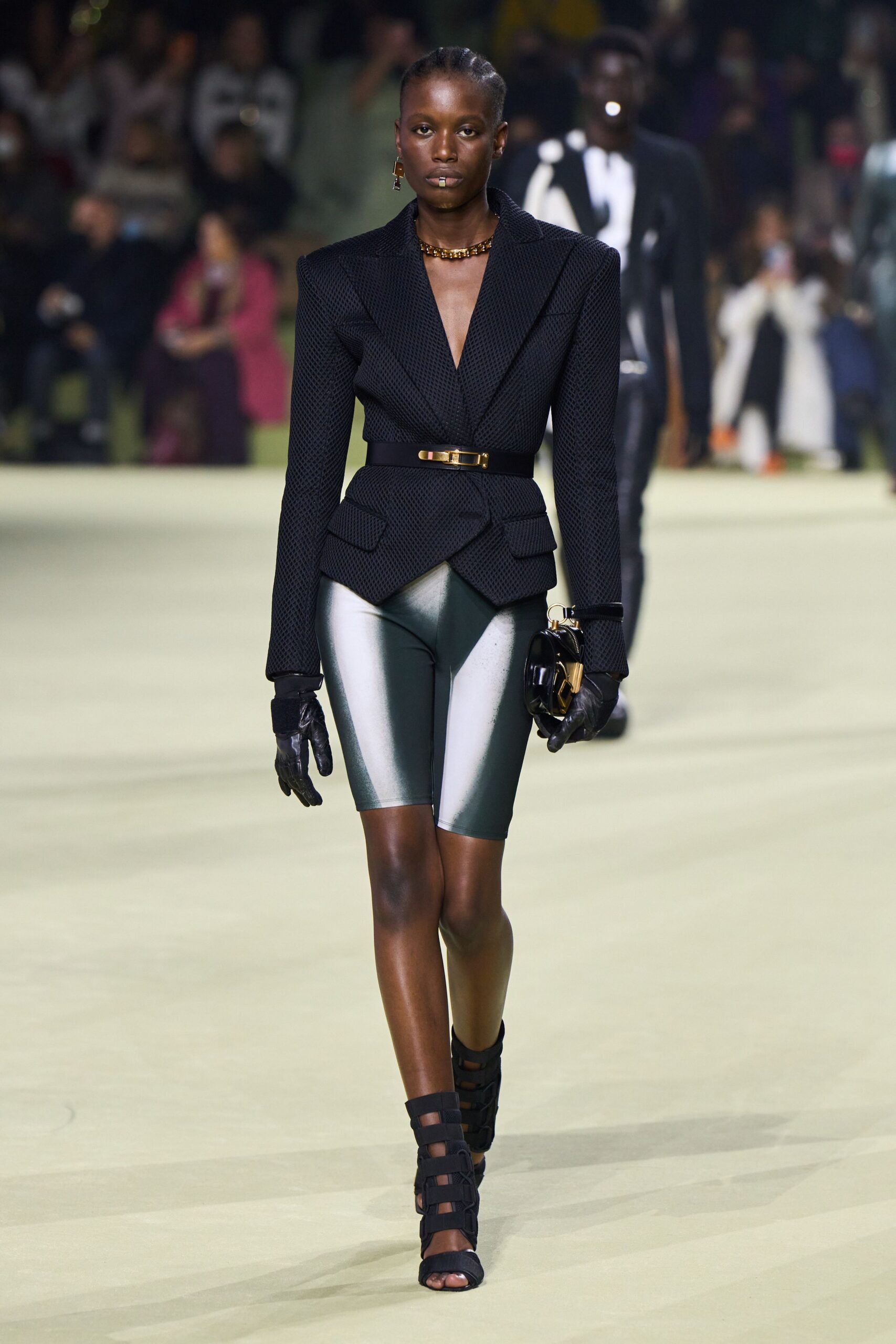 black tailored blazer with fitted shorts