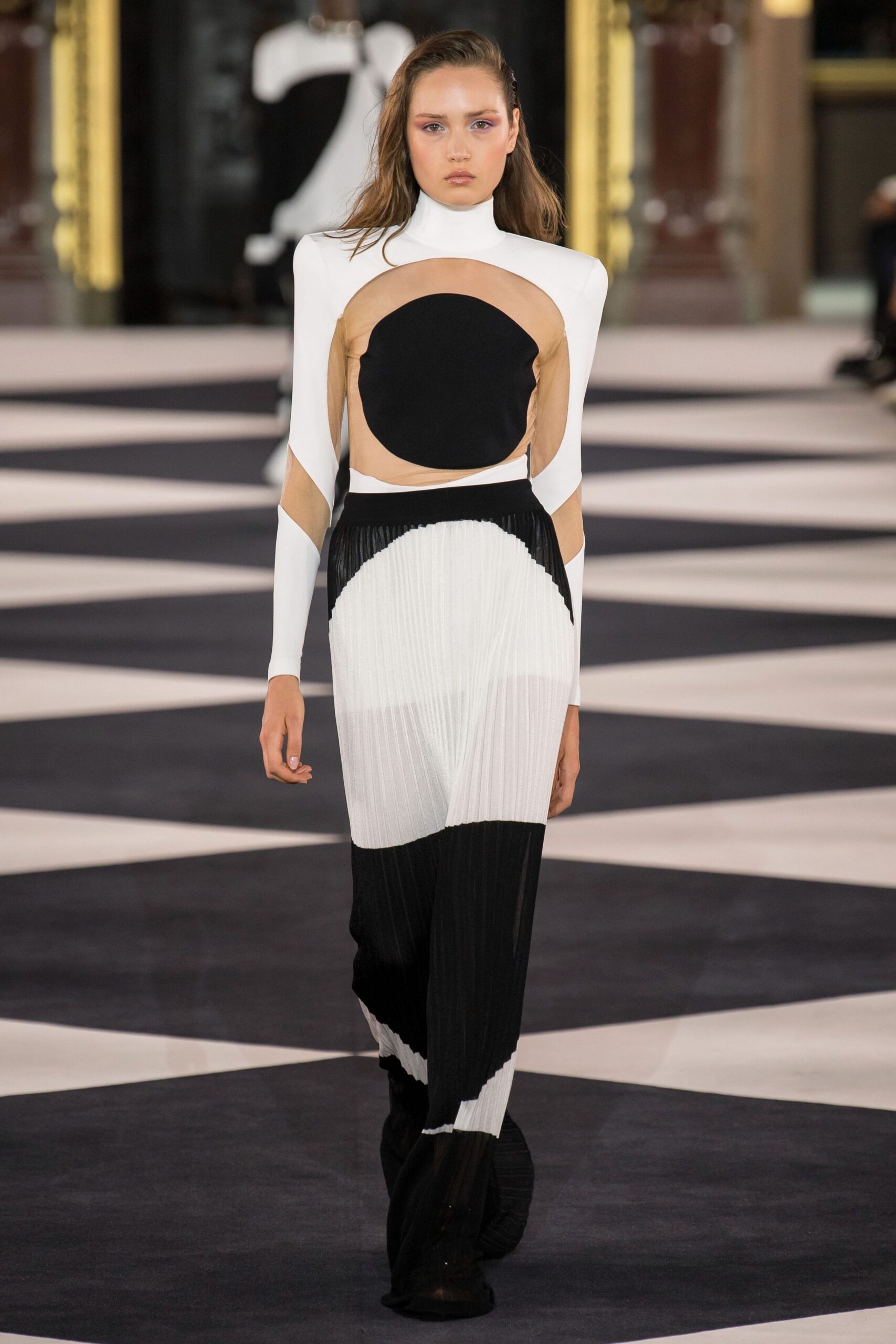 fitted color-blocked maxi dress
