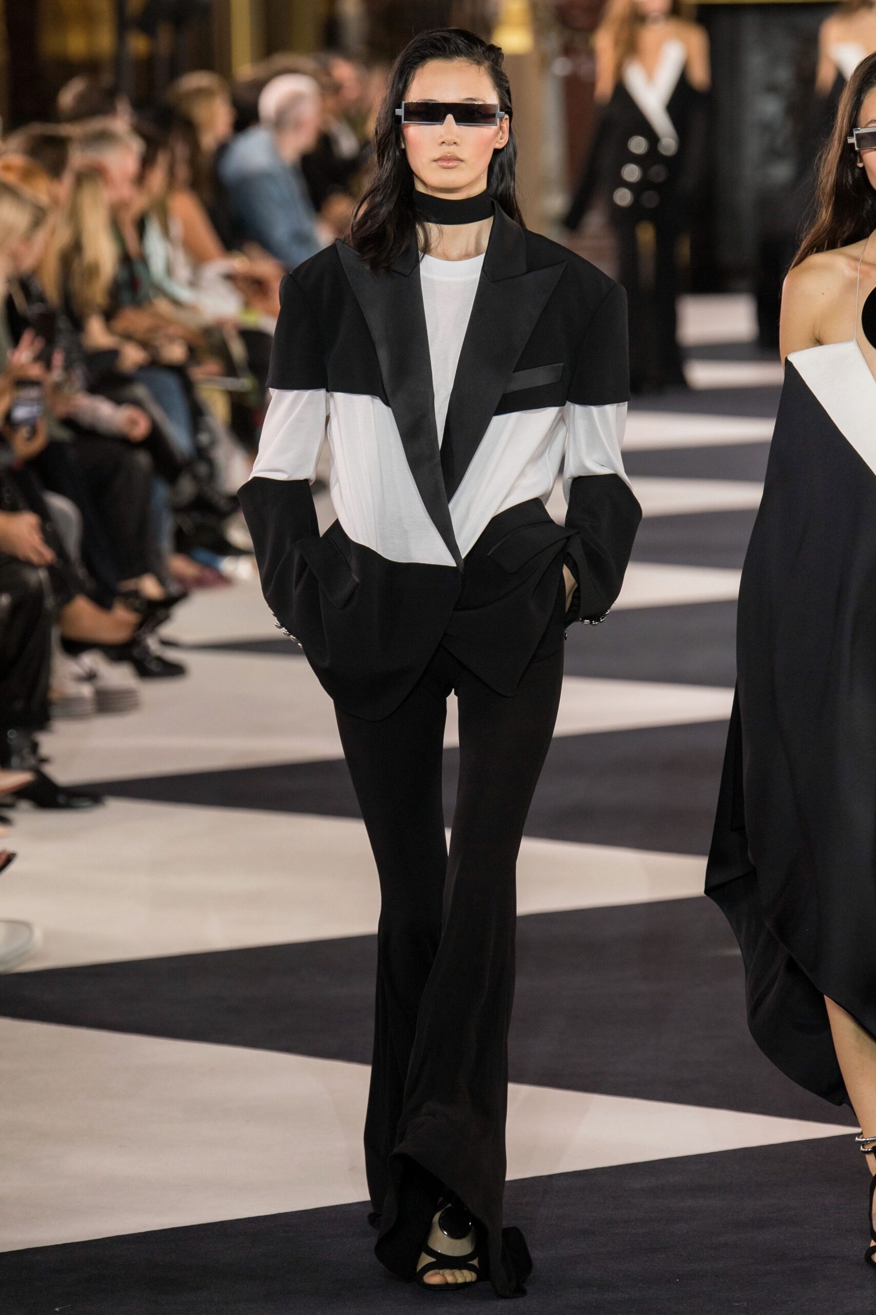 black and white tailored blazer
