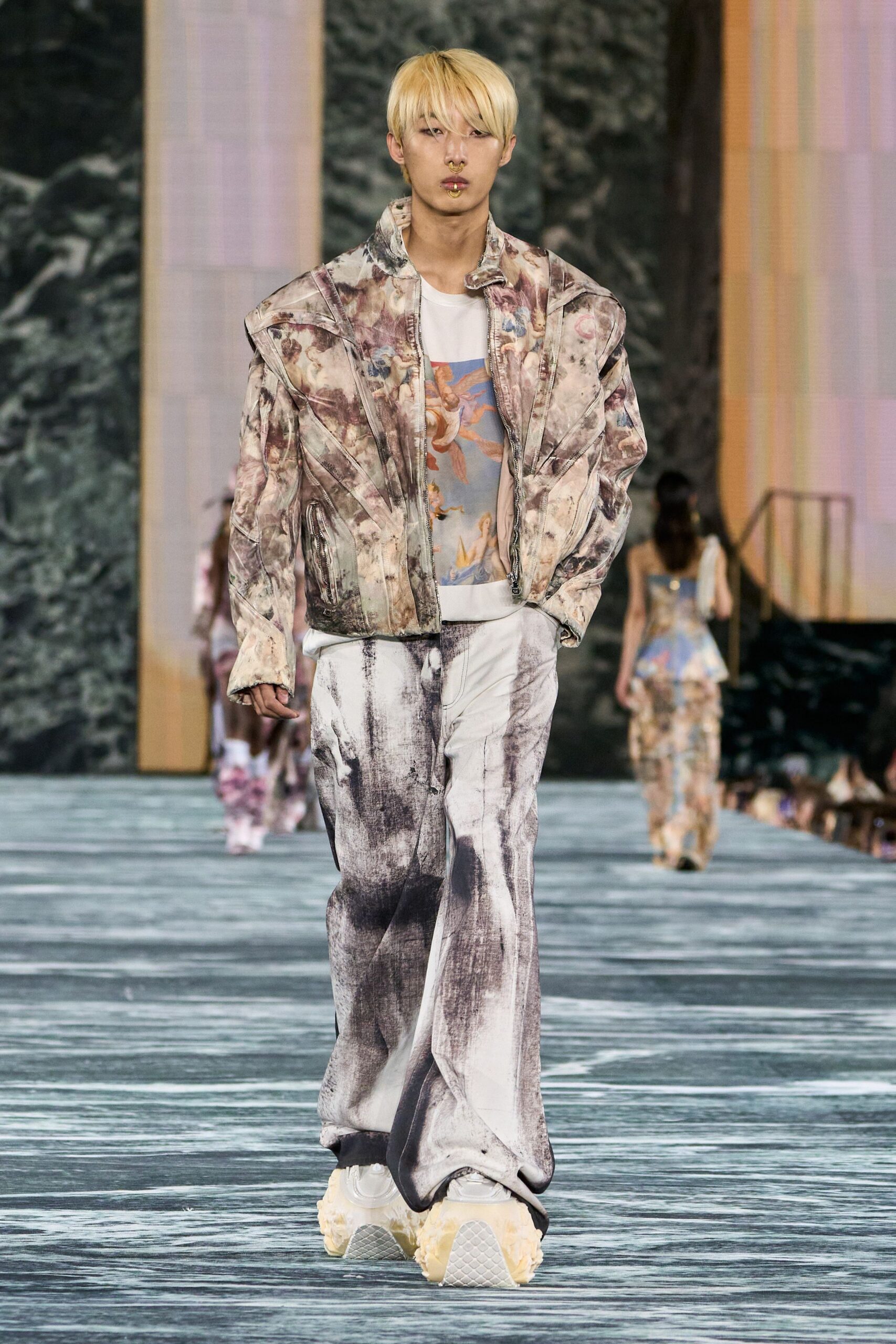 multi cotton long-sleeve relaxed printed jacket
