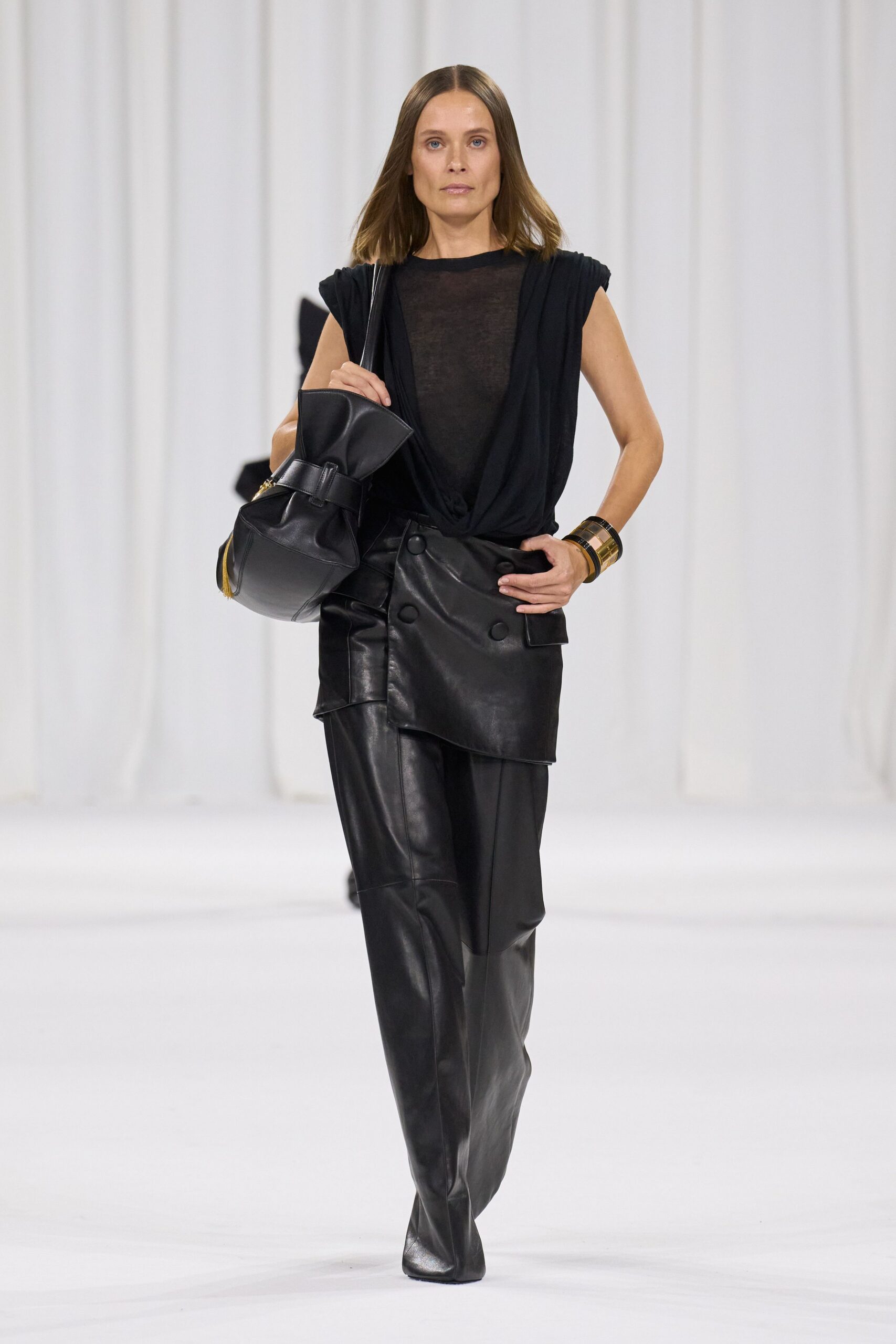 black leather top and pants