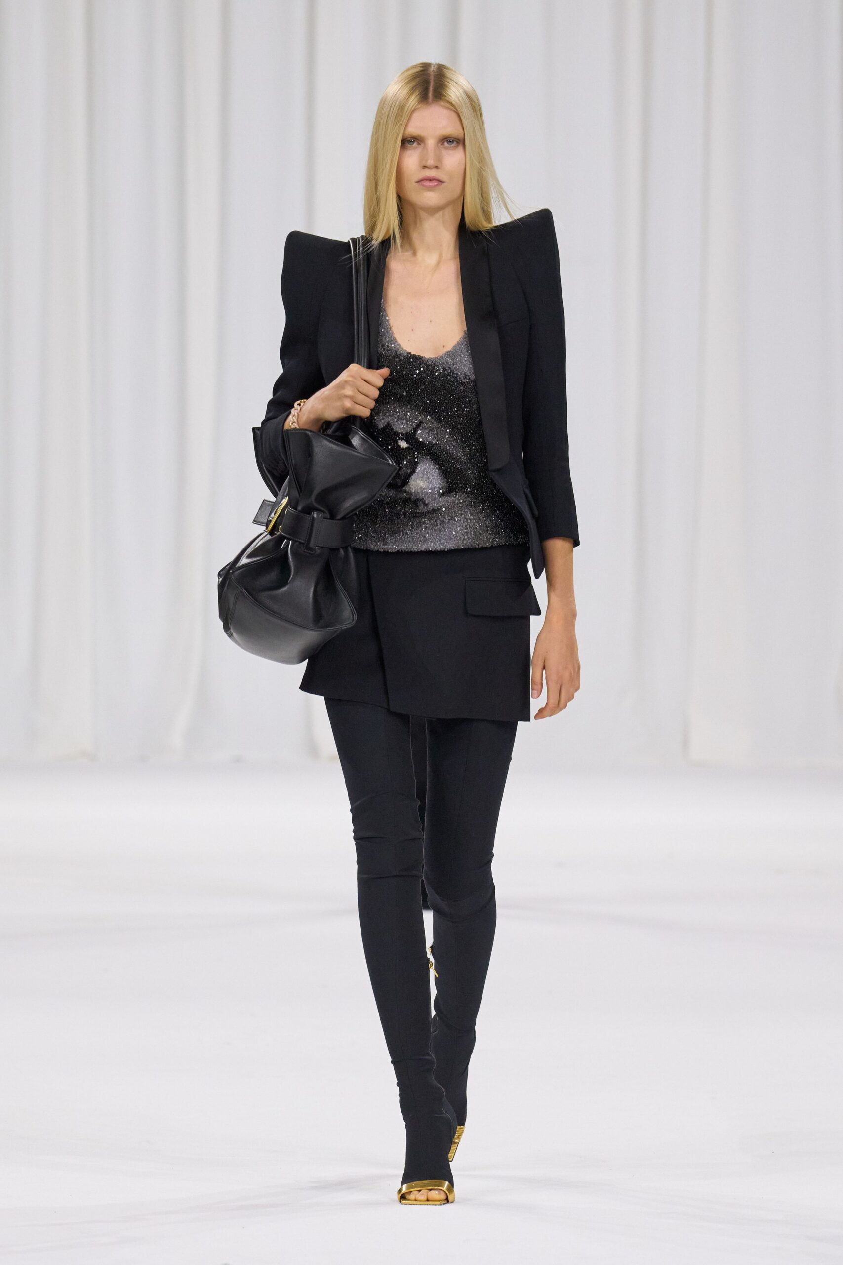 black blazer and sequined top