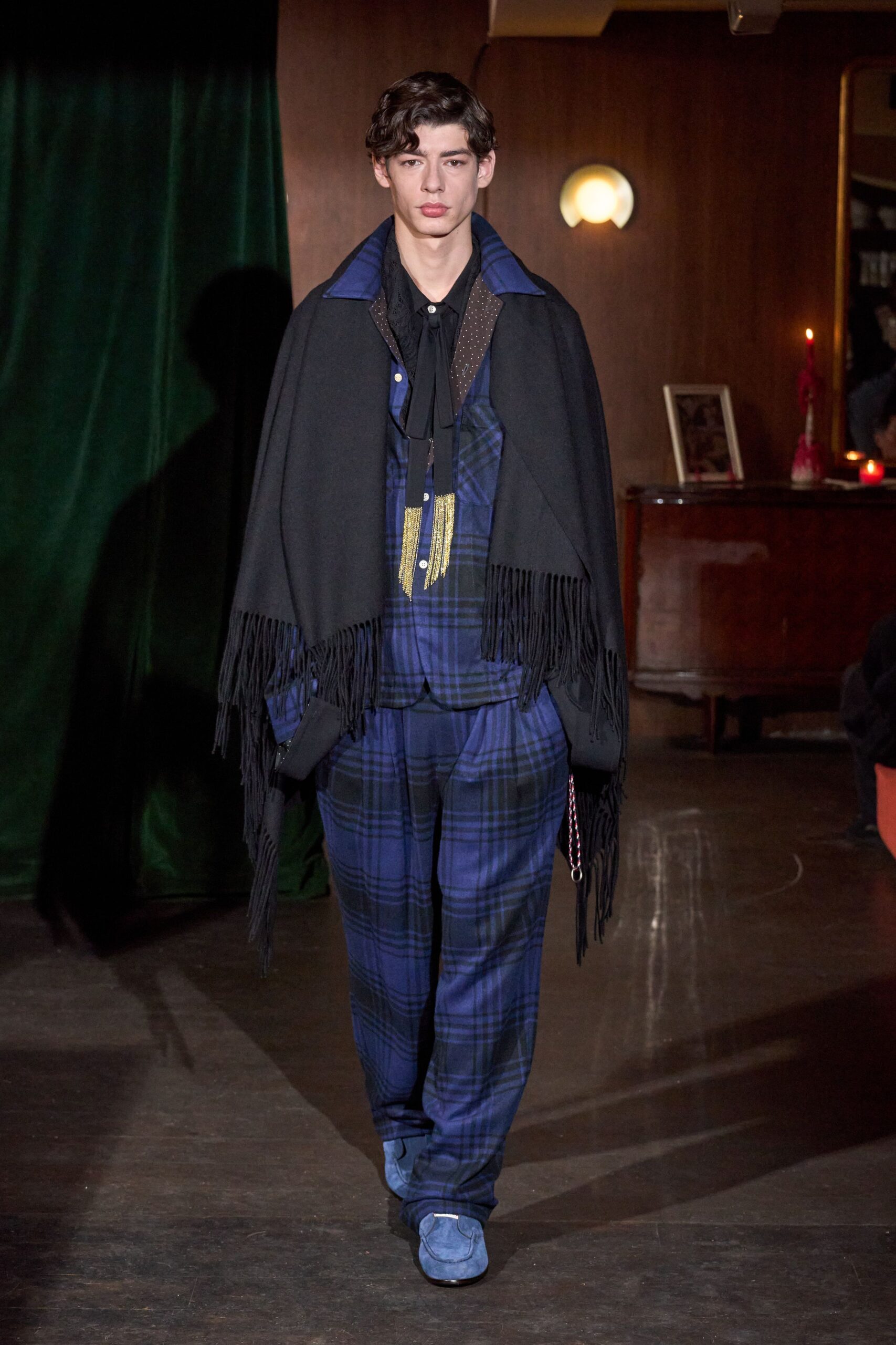 blue cotton collared structured jacket