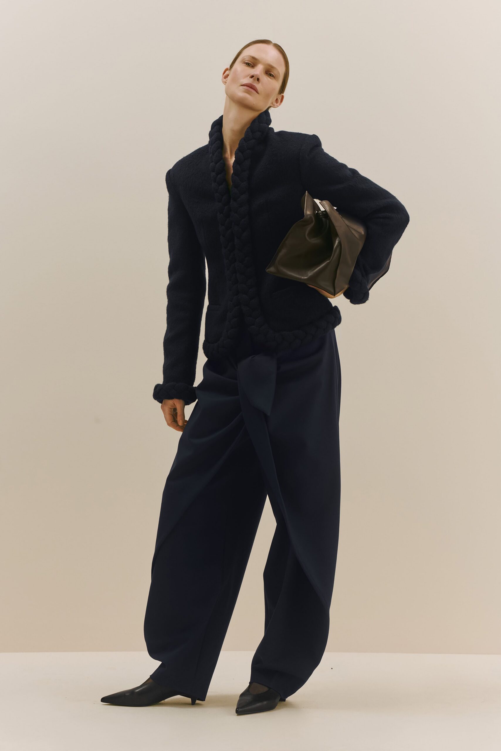 blue cotton long-sleeve collared fitted embroidered jacket