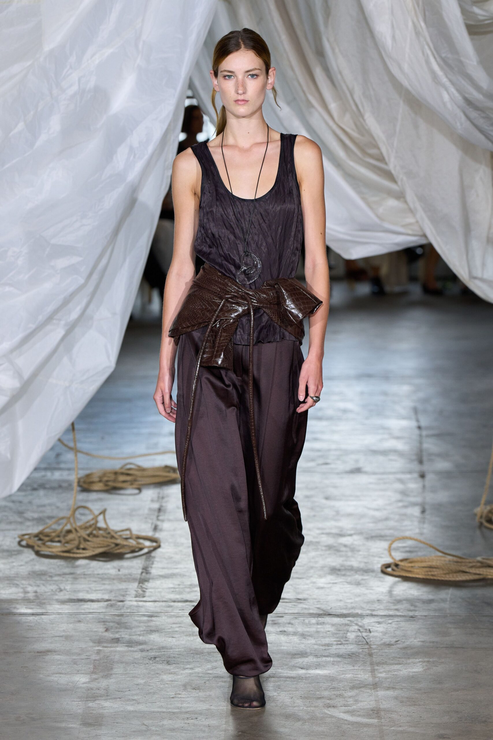 brown leather zippered belt