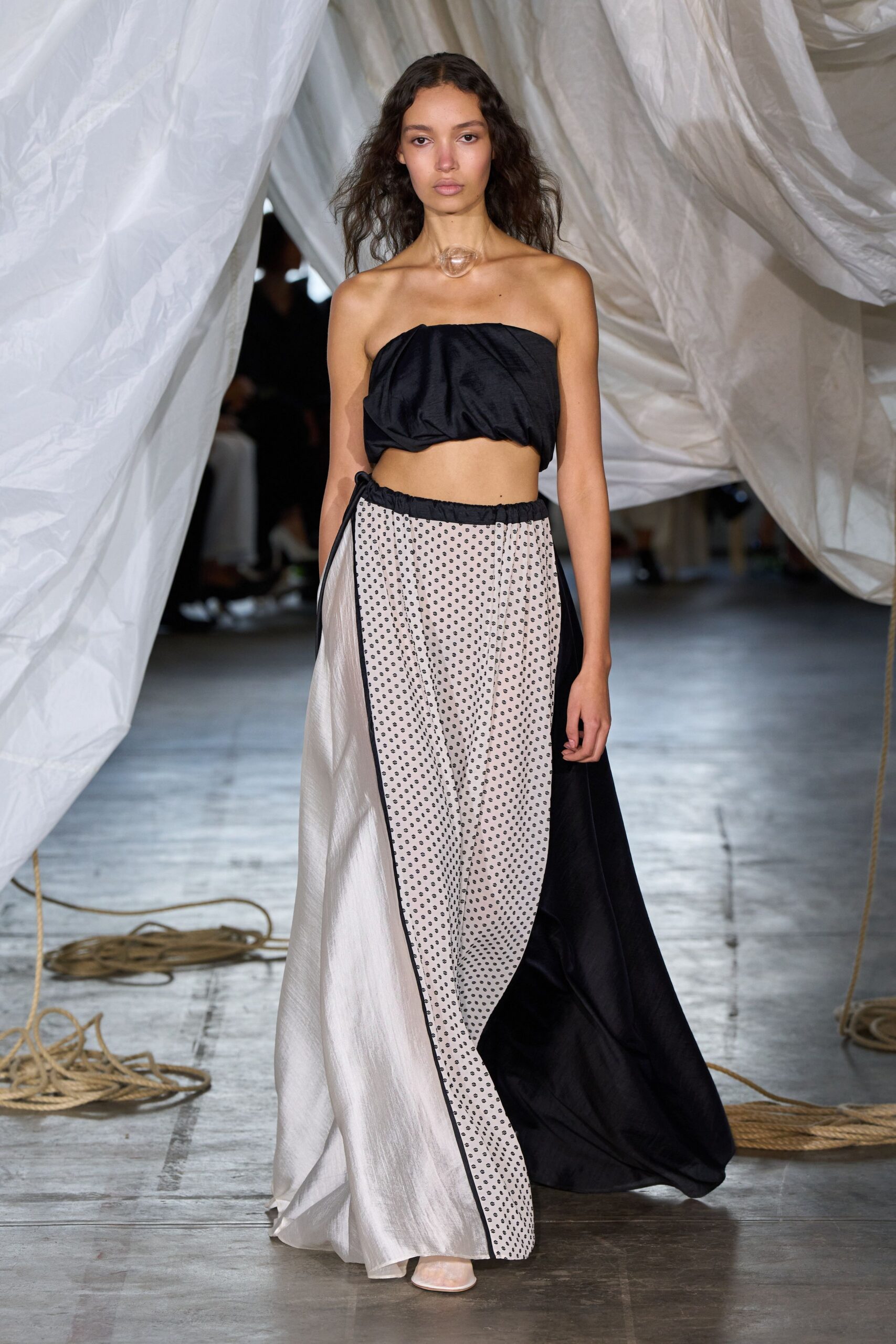 white silk relaxed high-waisted pleated maxi skirt