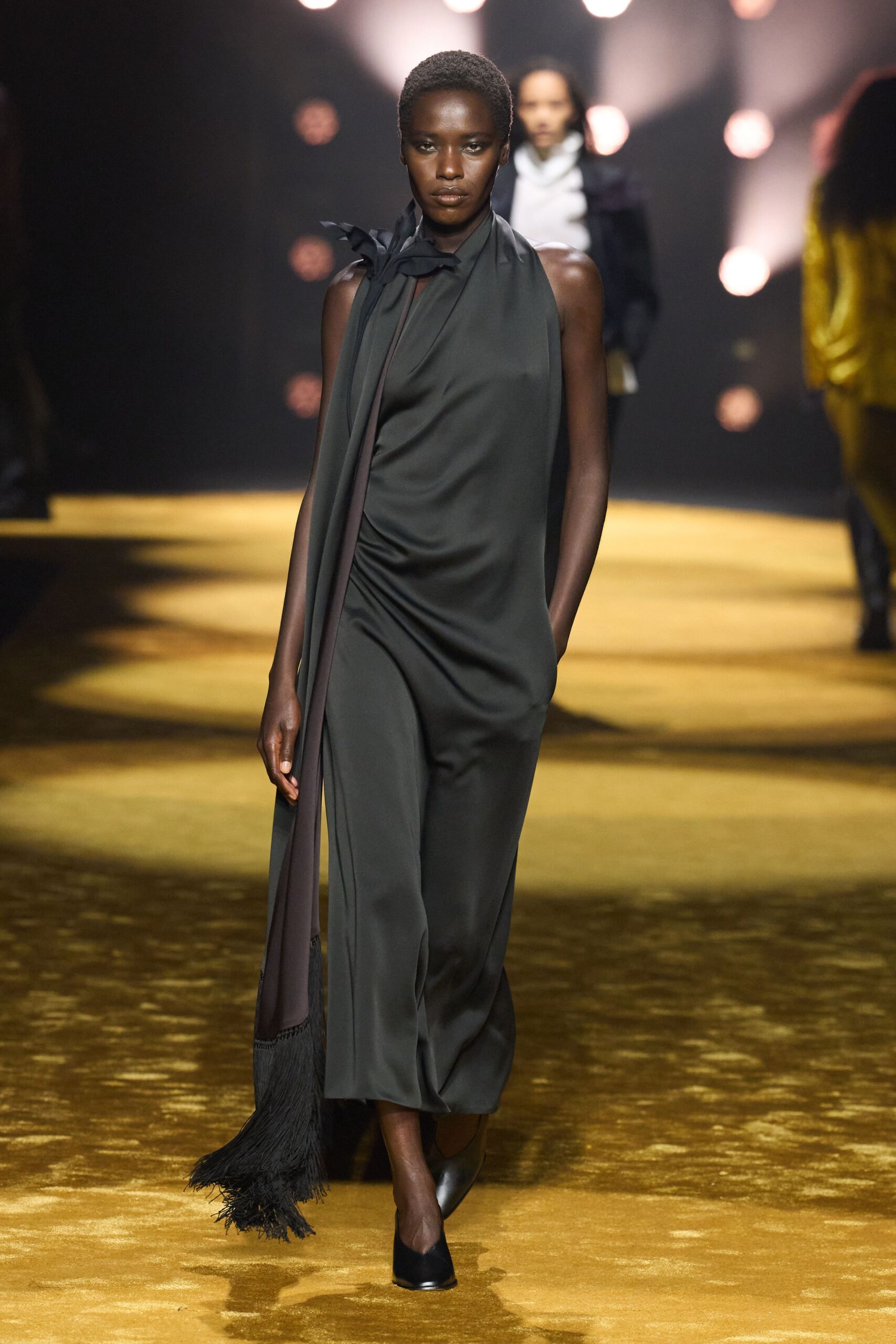 black silk sleeveless dress