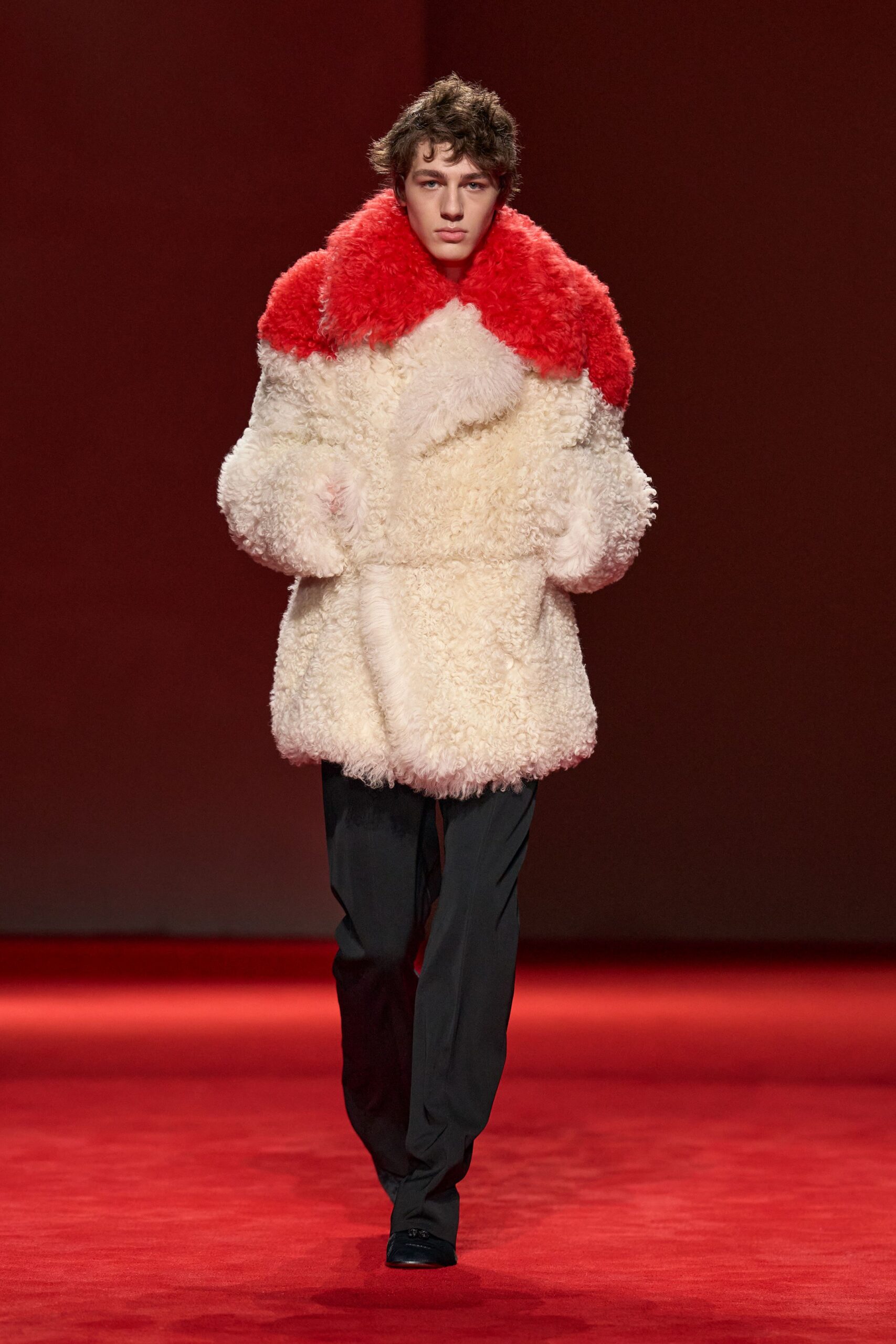 white faux-fur relaxed coat