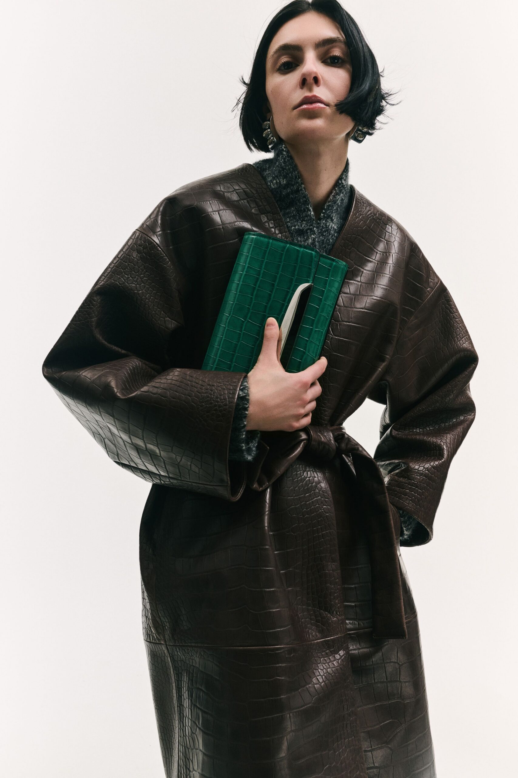 green textured bag