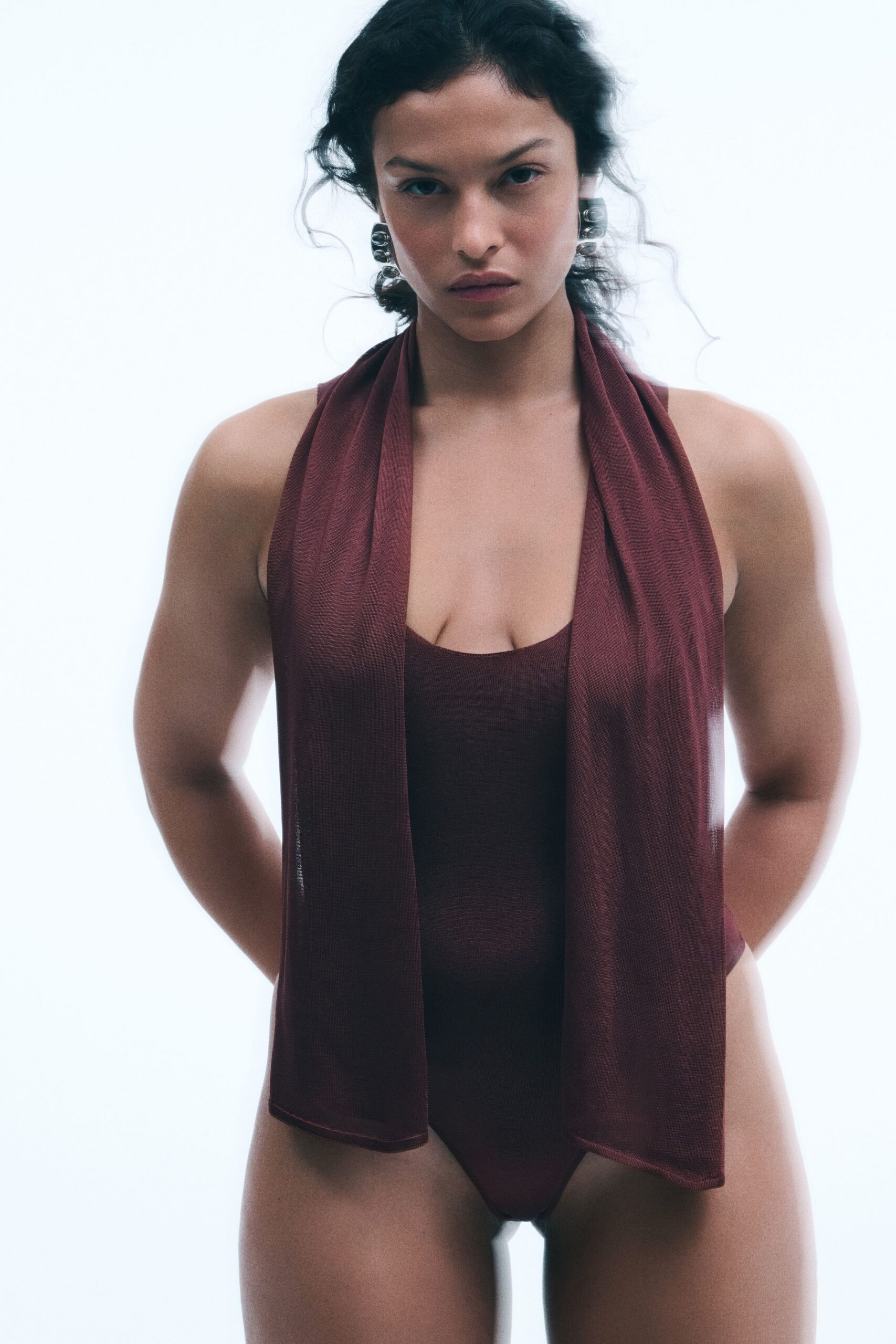 red cotton relaxed scarf