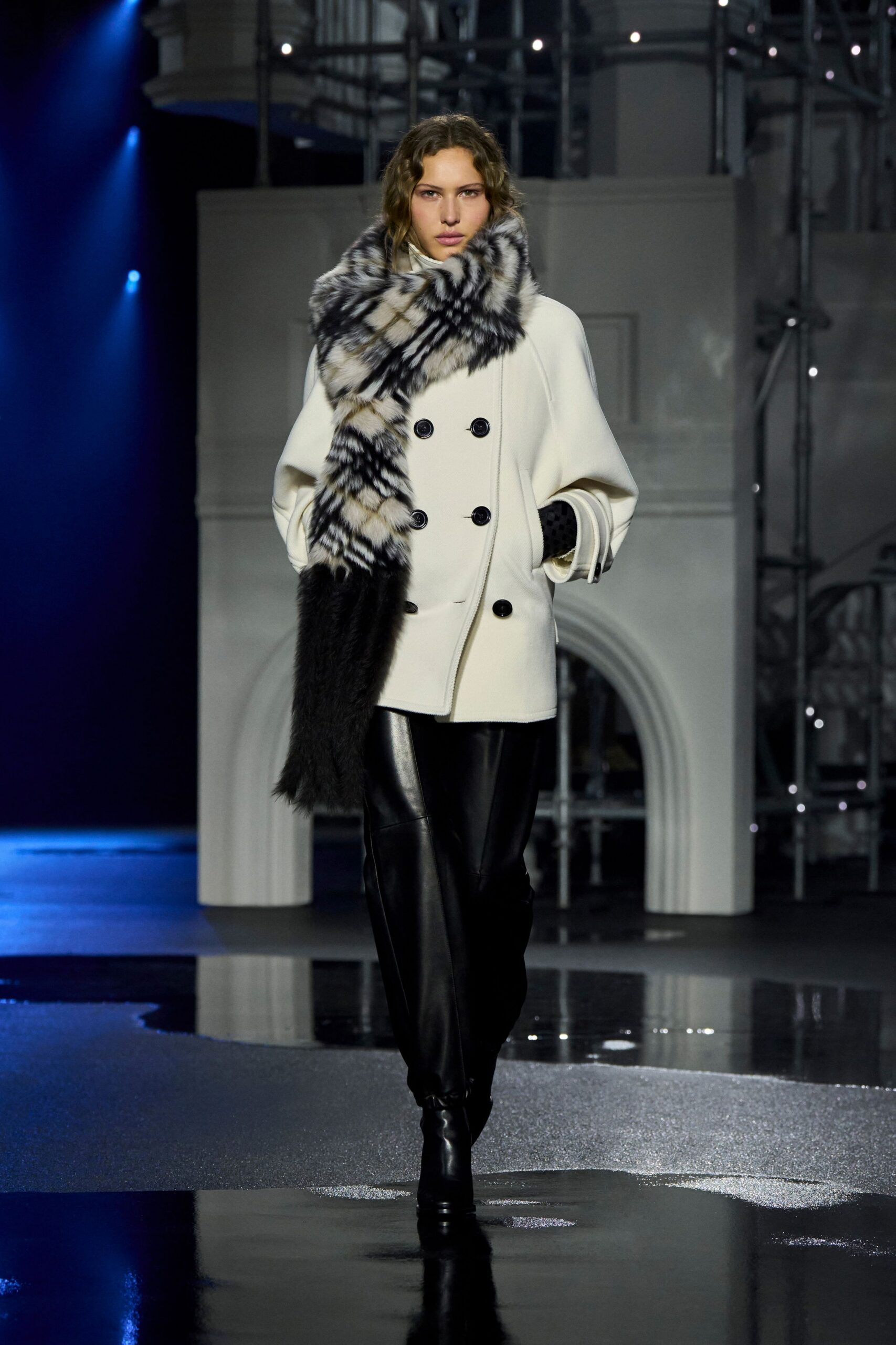 black fur fringed scarf