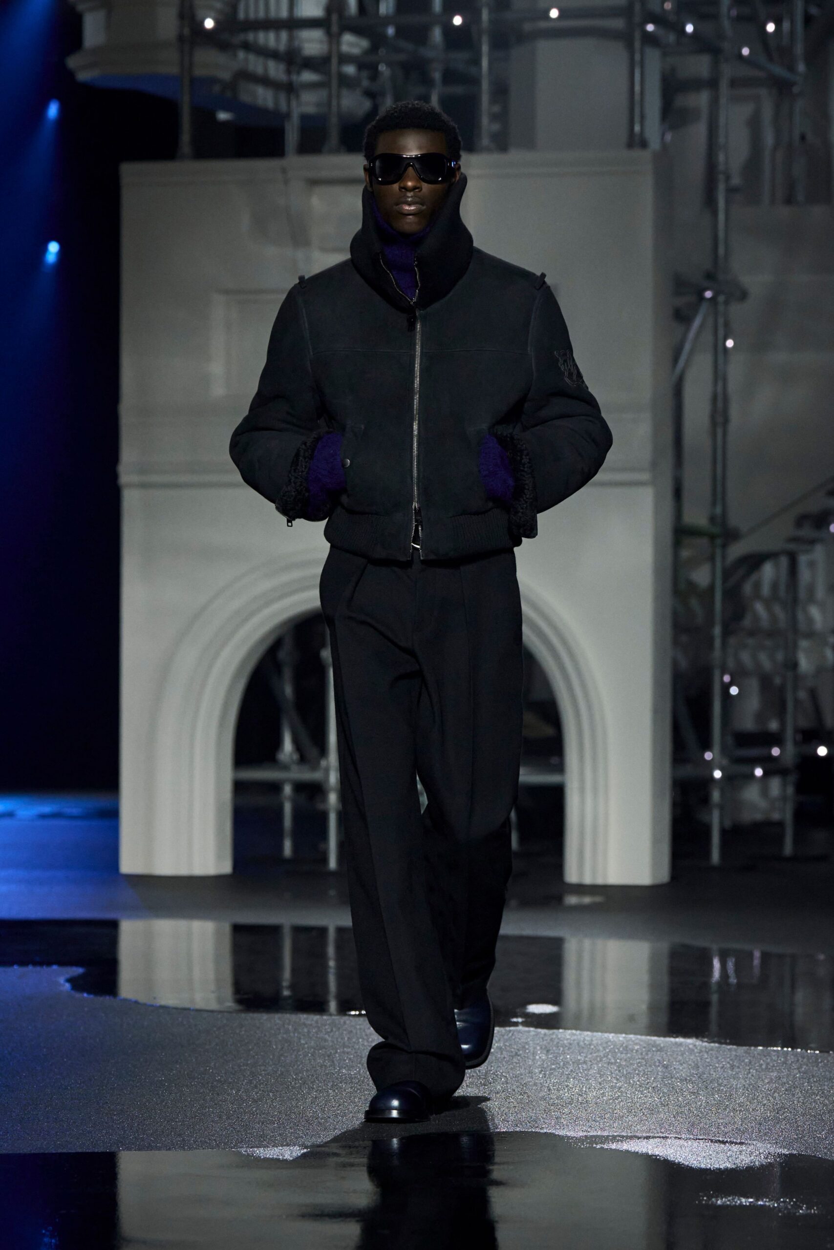 black leather jacket and pants