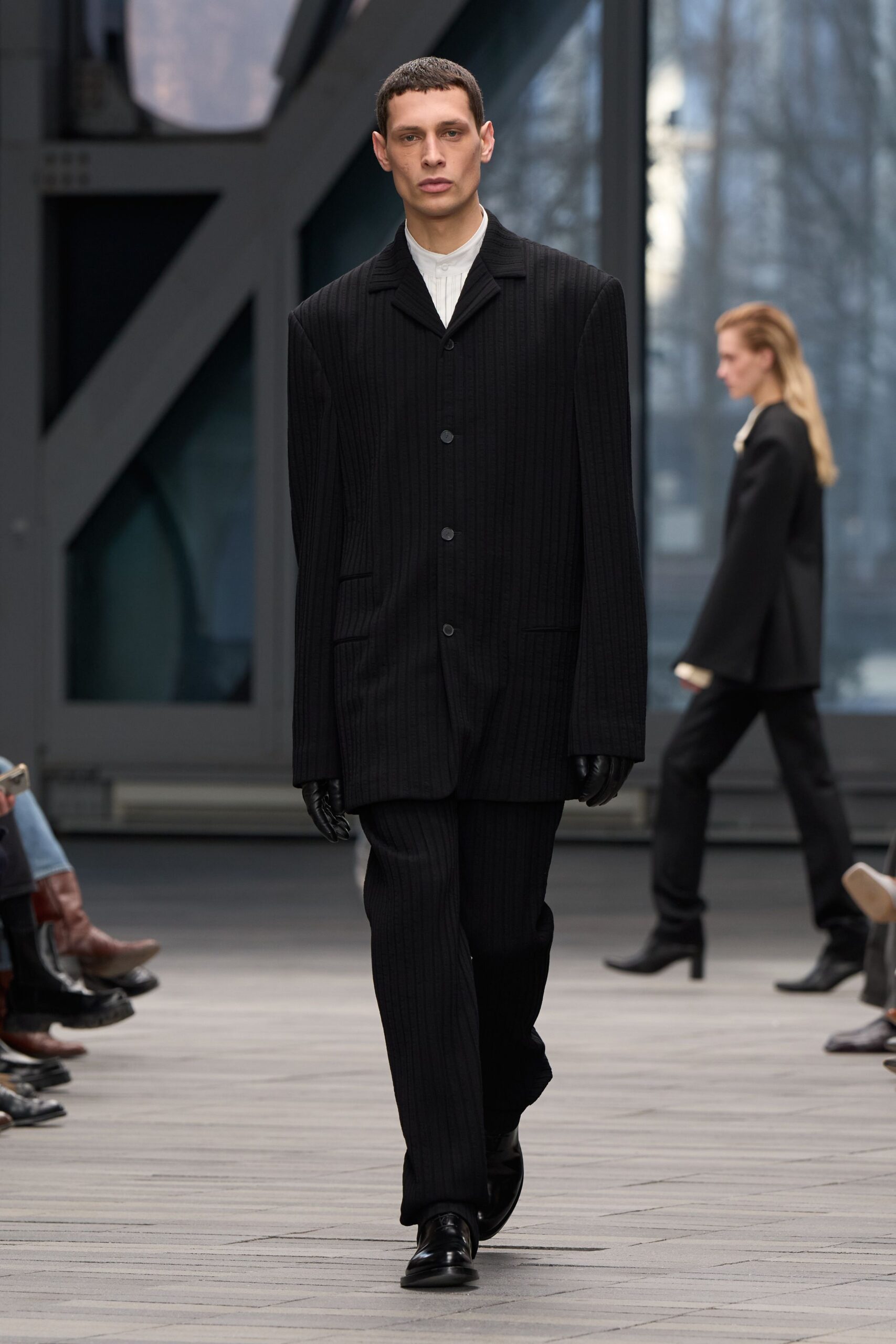 black tailored suit with shoes