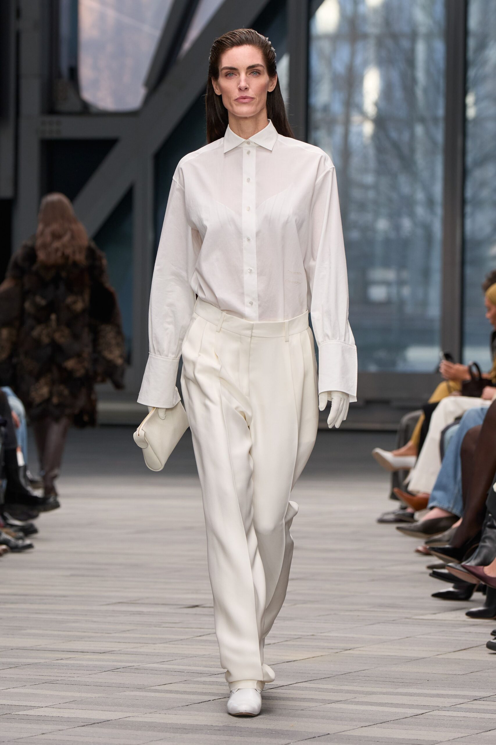 white leather gloves