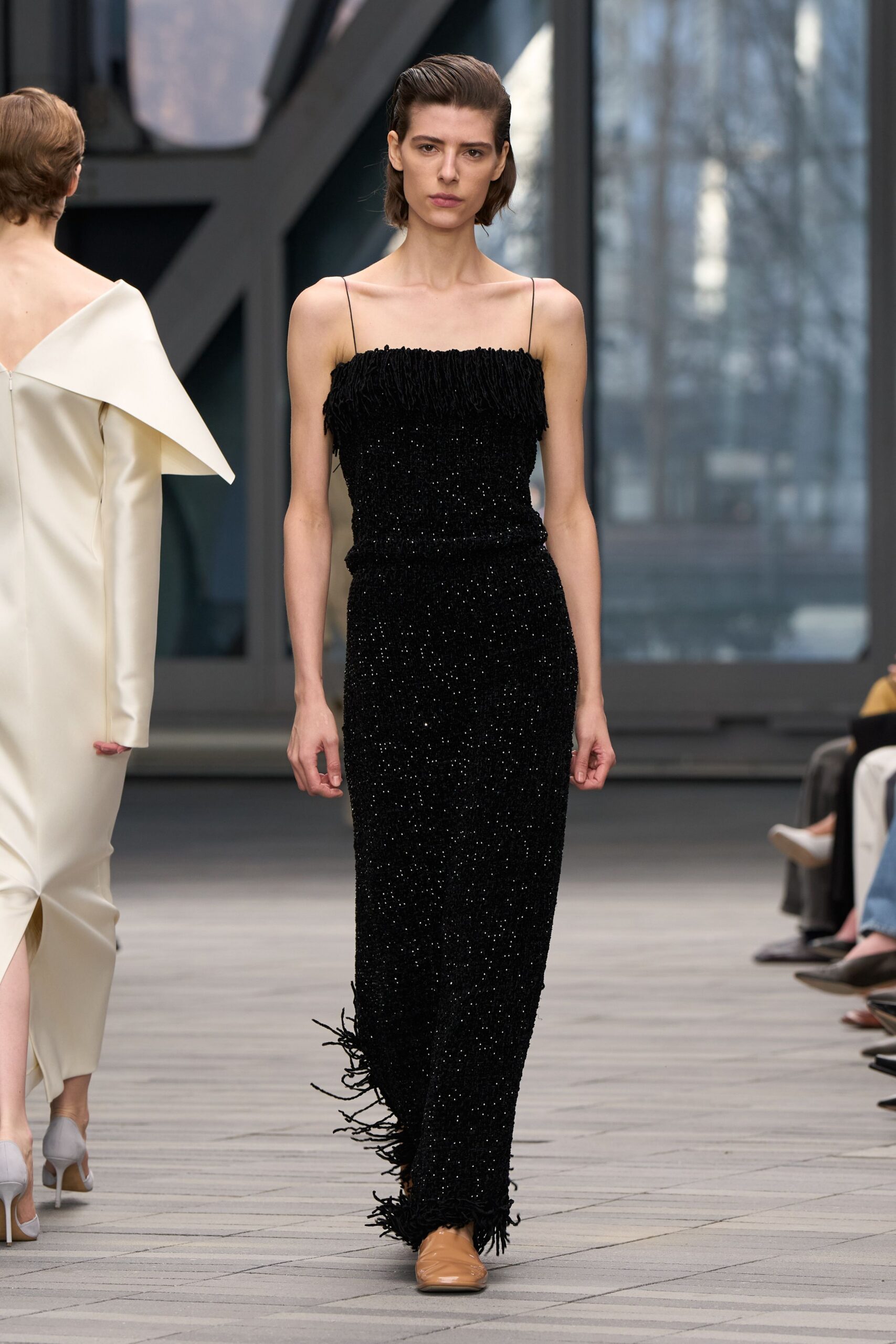 black sequined maxi dress