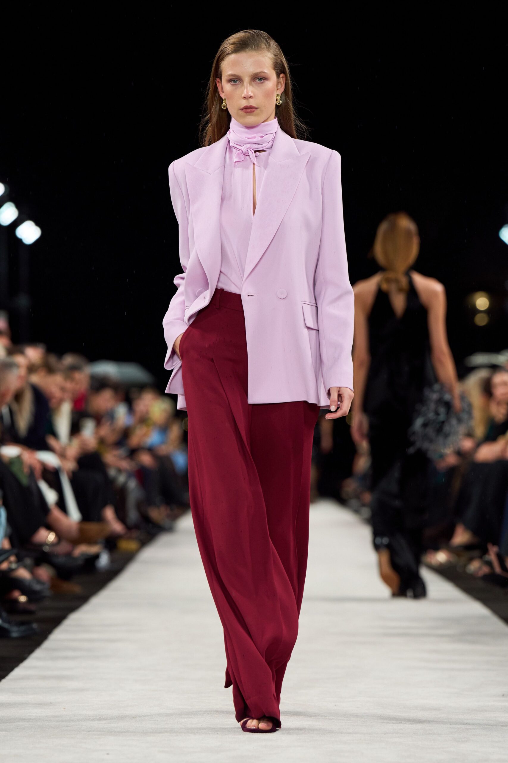 red relaxed high-waisted pants