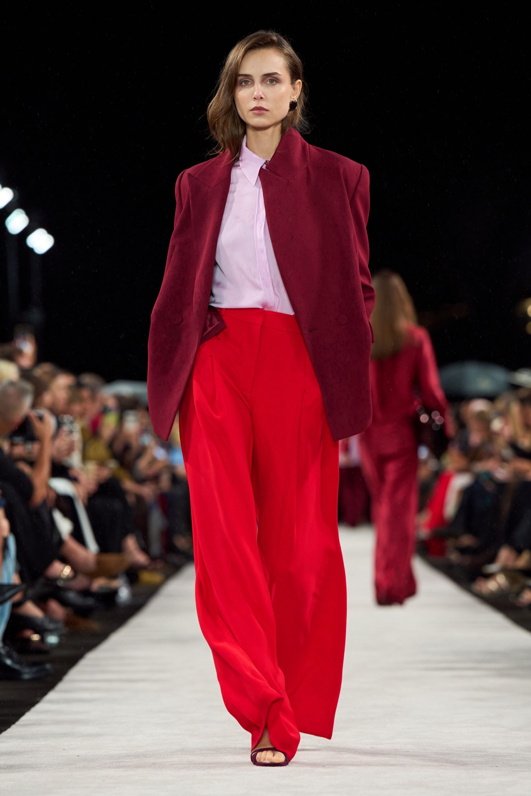 red wool relaxed high-waisted wide-leg pants