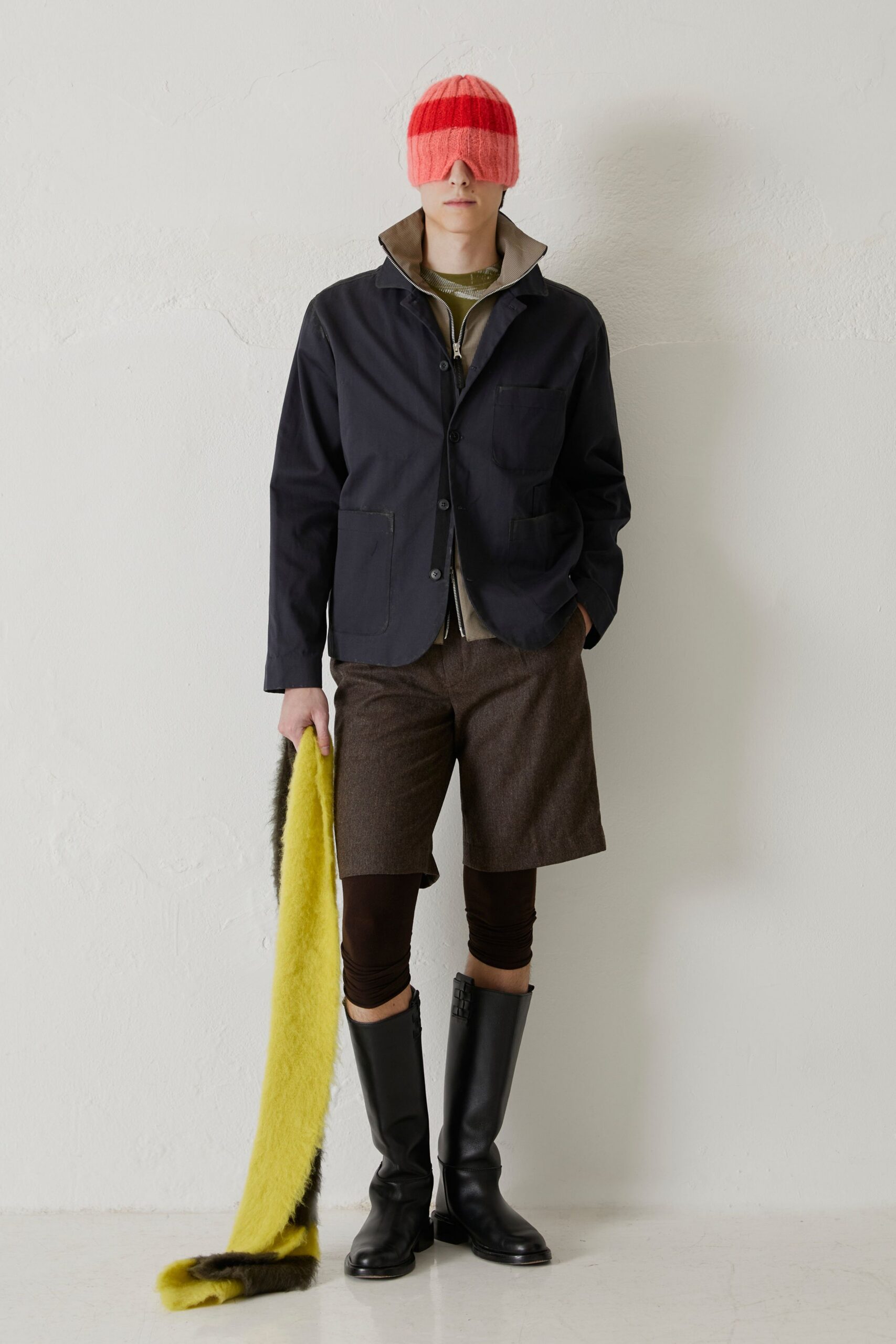 black cotton long-sleeve collared relaxed buttoned pockets jacket