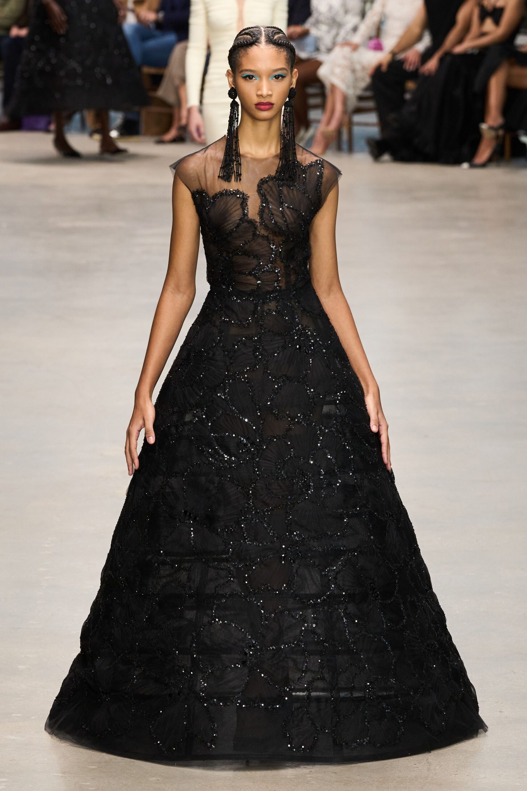 black silk sleeveless gown