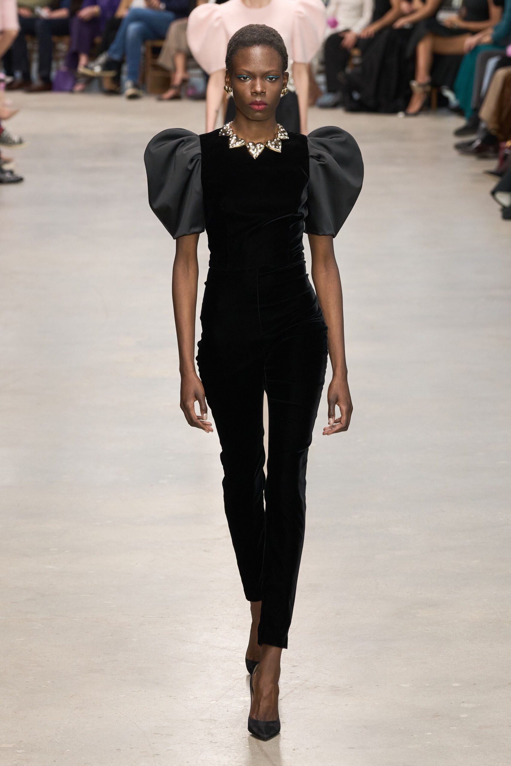 black velvet fitted jumpsuit
