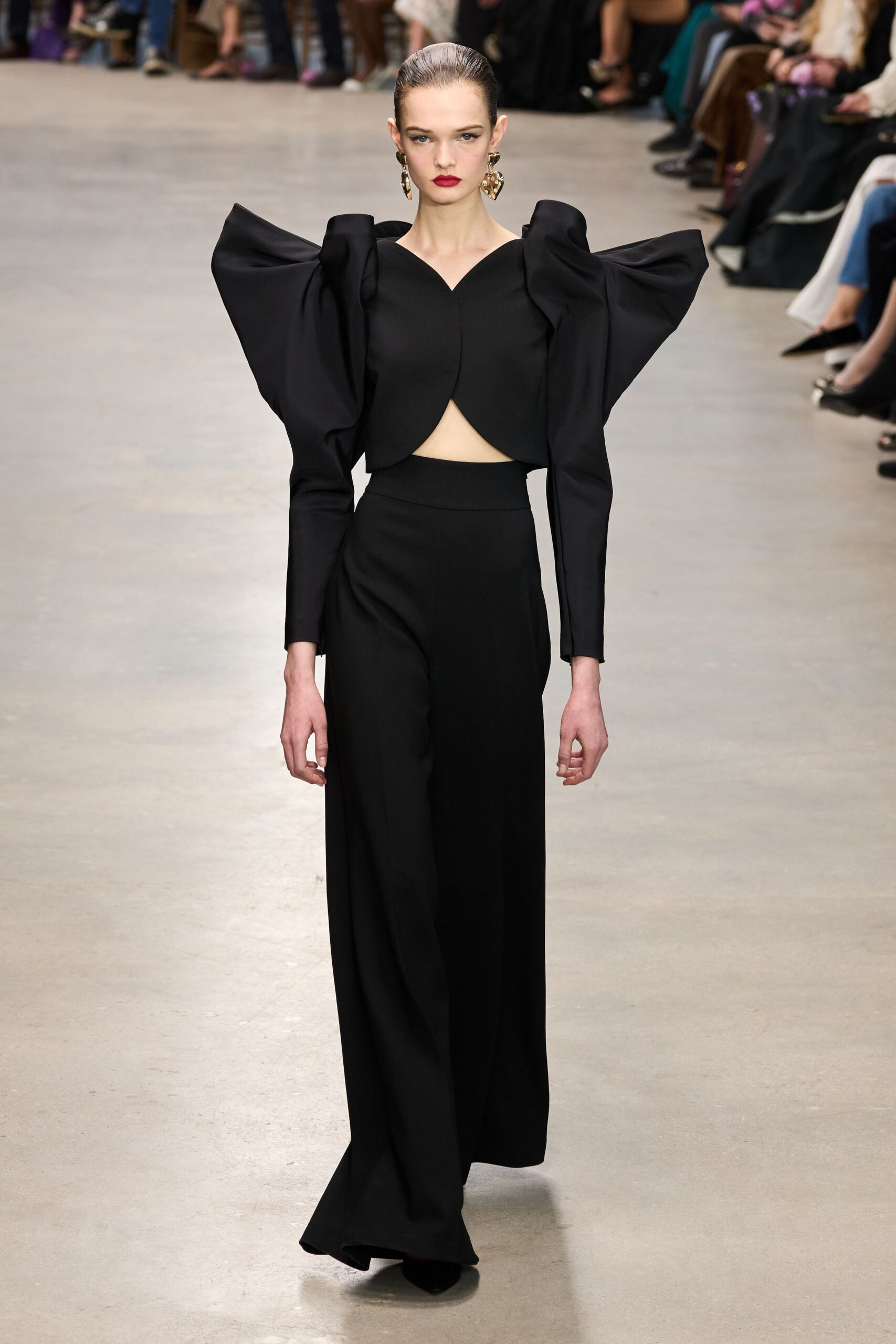 black fitted top and pants