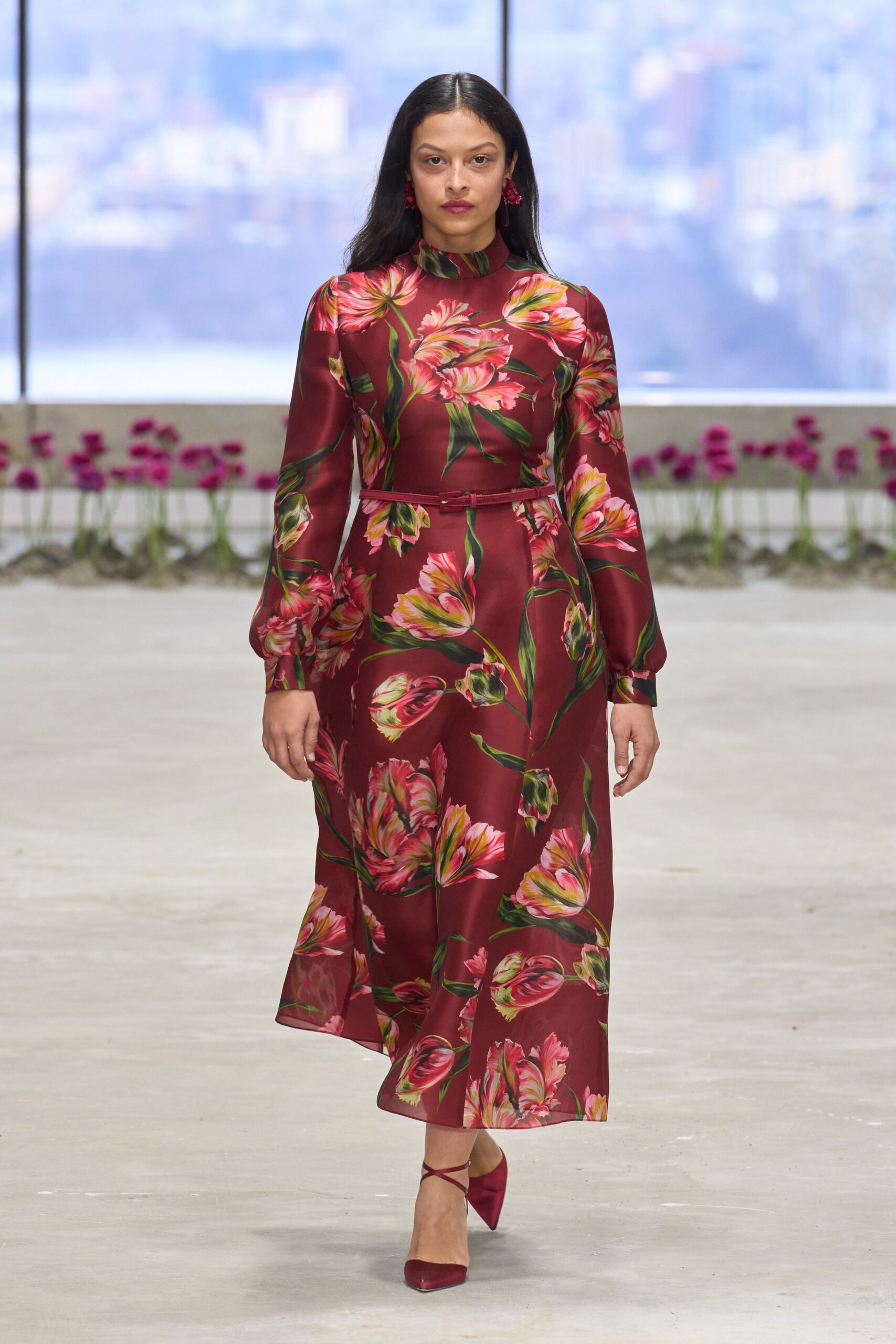 floral midi dress with heels