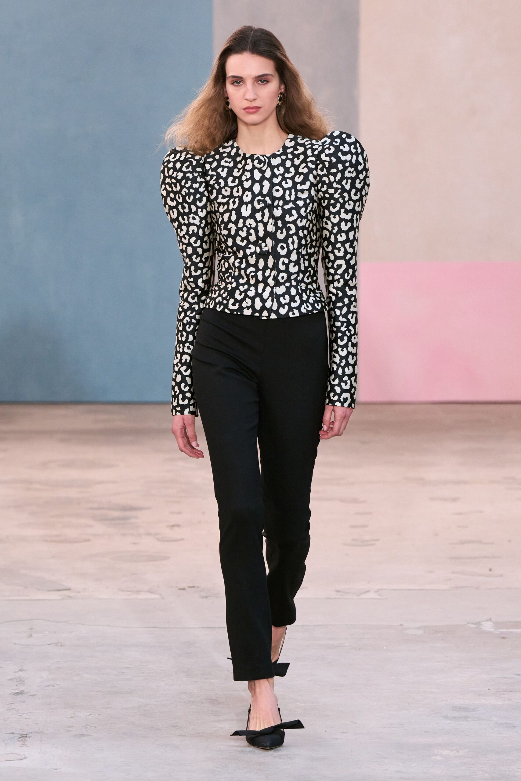 black cotton slim straight-leg pants