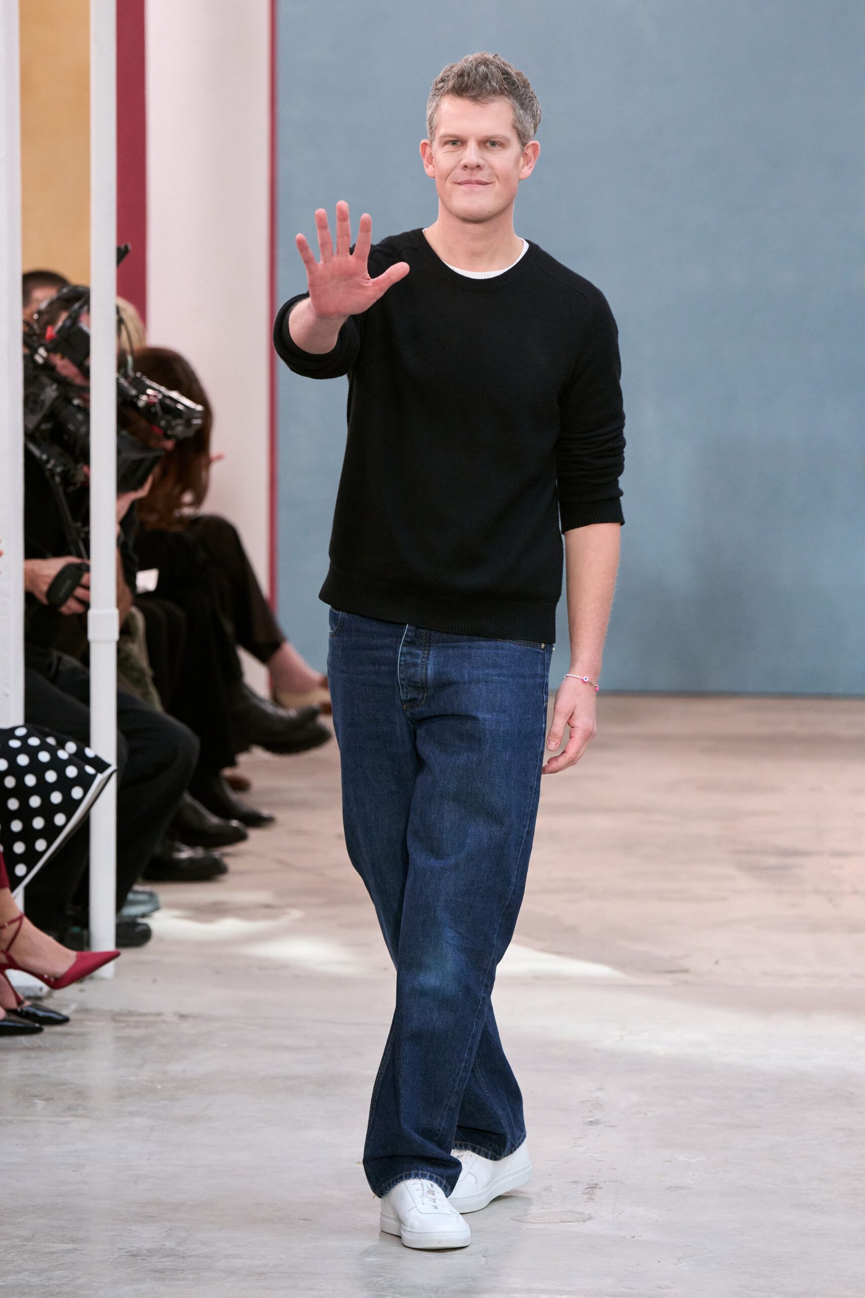 blue denim relaxed straight-leg jeans