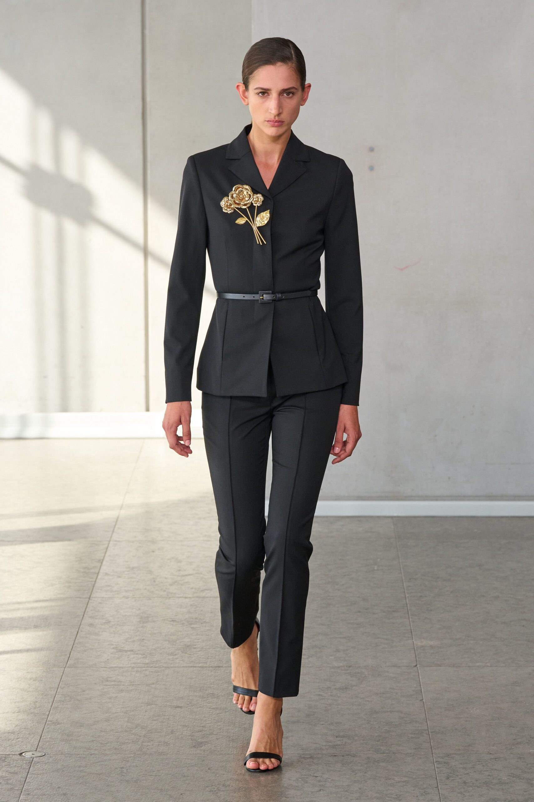 black tailored blazer and pants