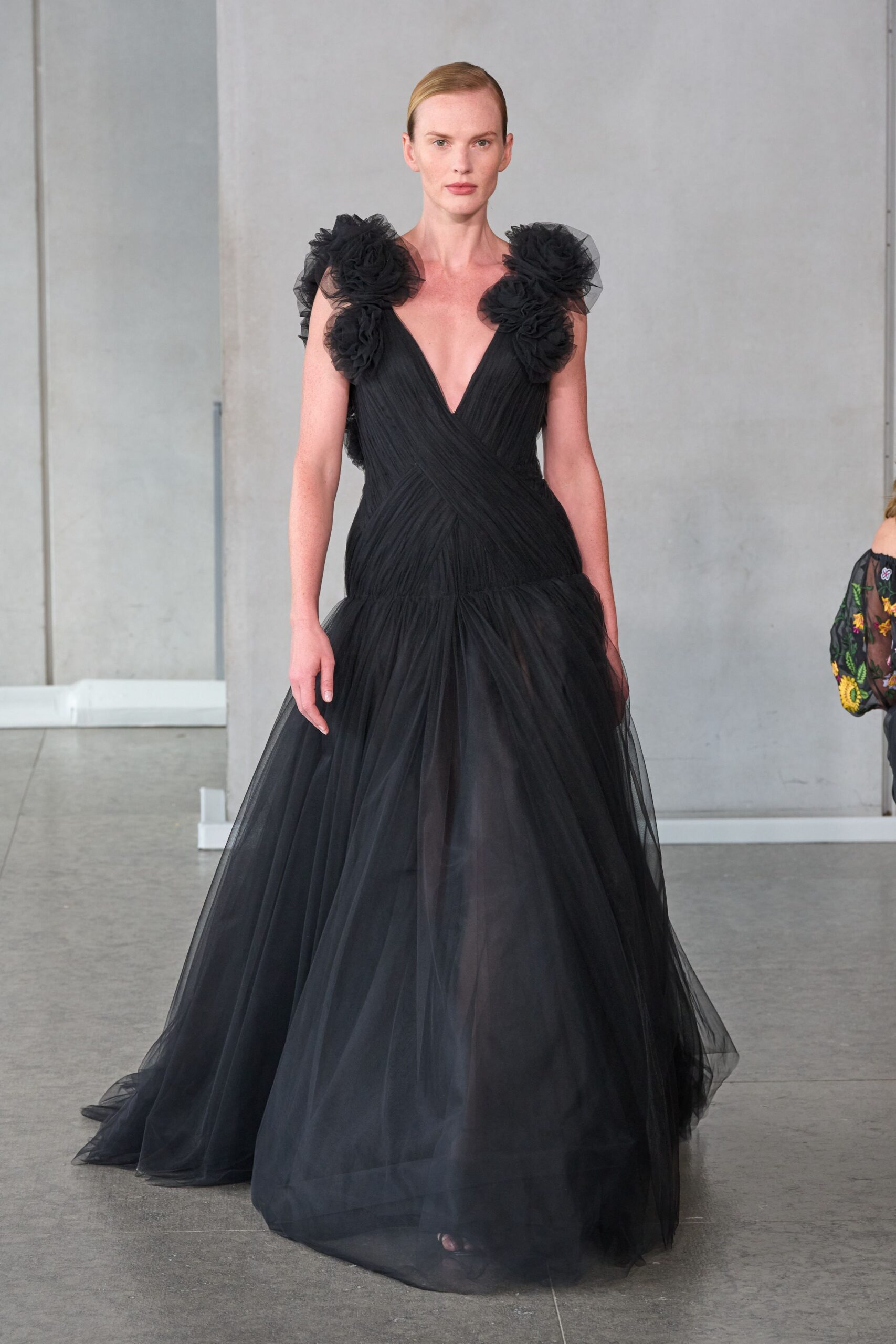 black tulle sleeveless gown