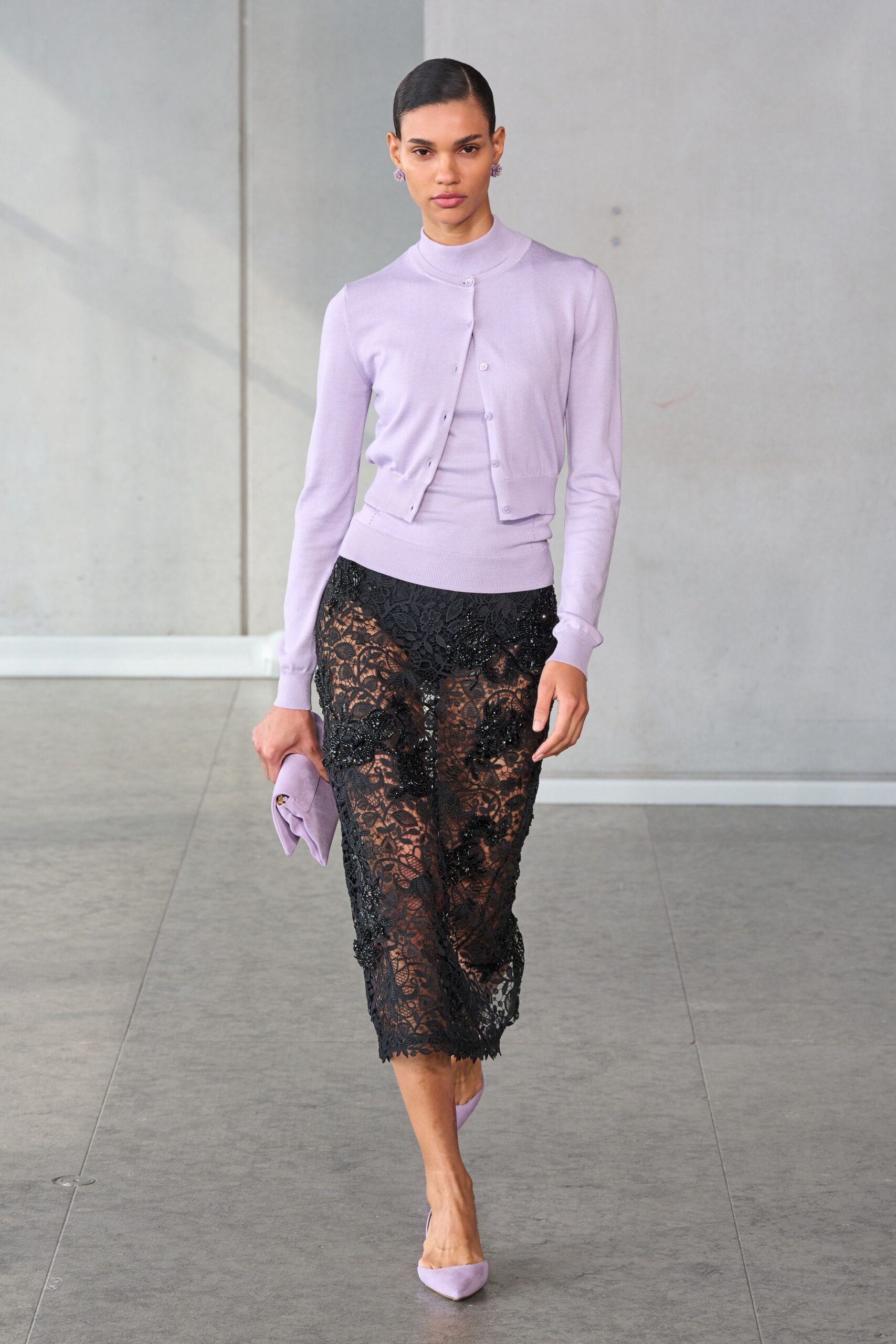 black lace fitted tiered sheer midi skirt