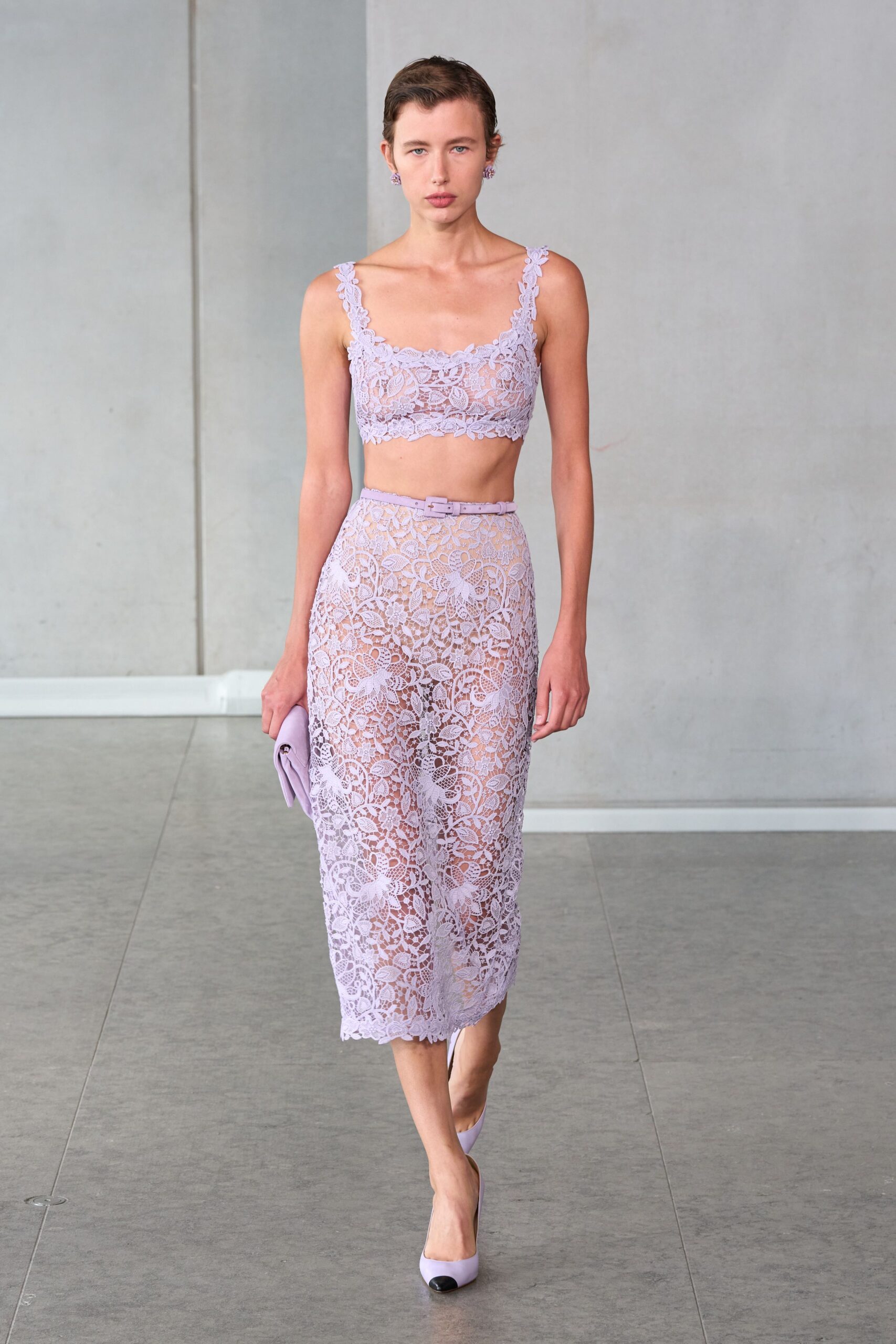 lavender lace top and skirt