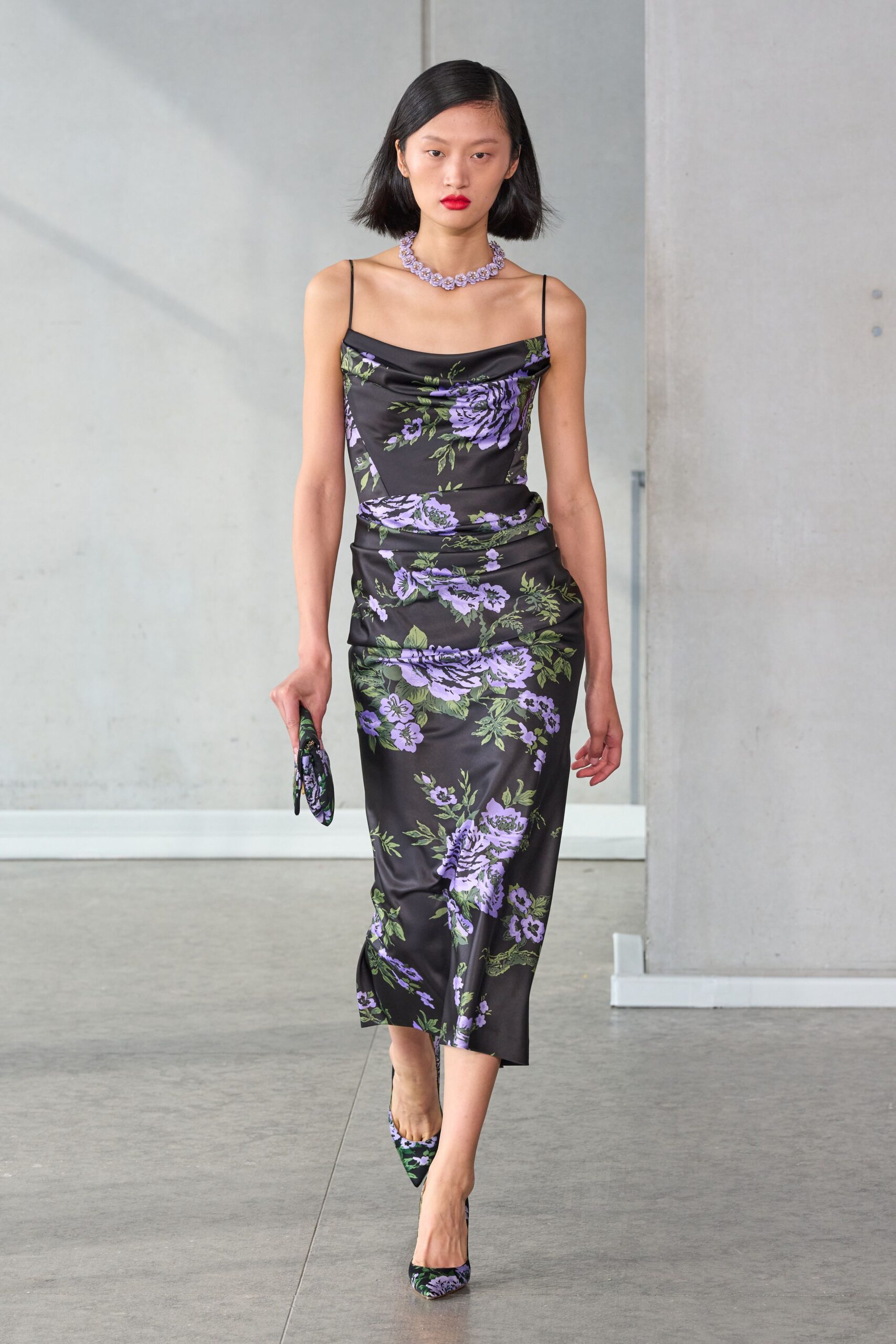 black floral midi dress