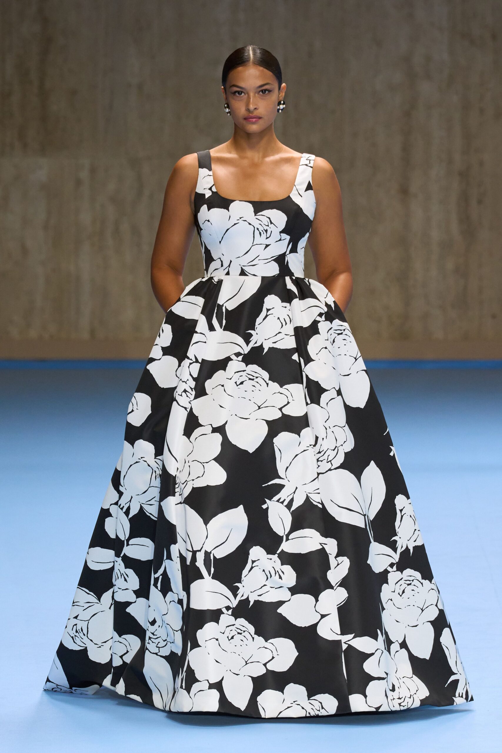 black and white floral gown