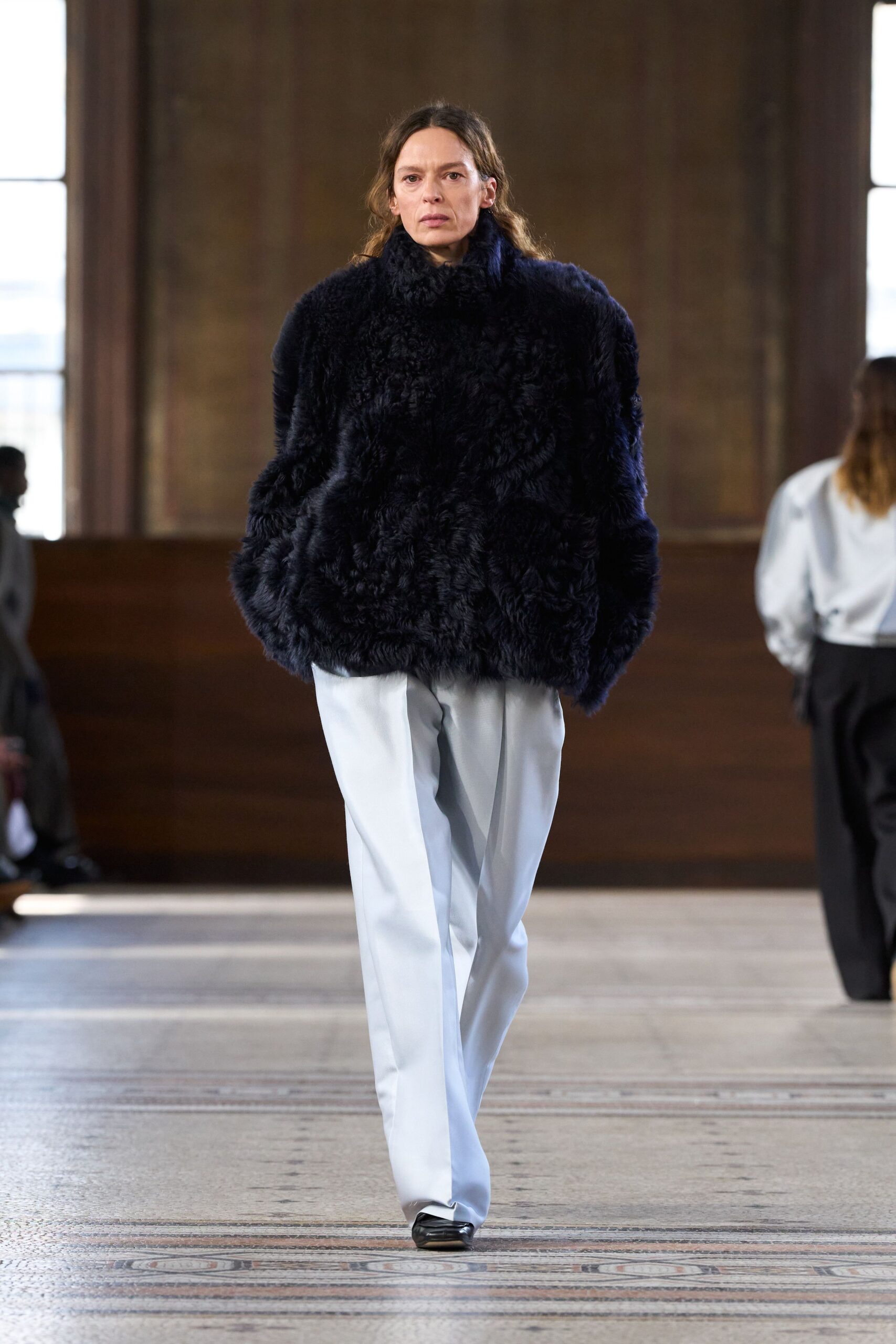black fur oversized coat