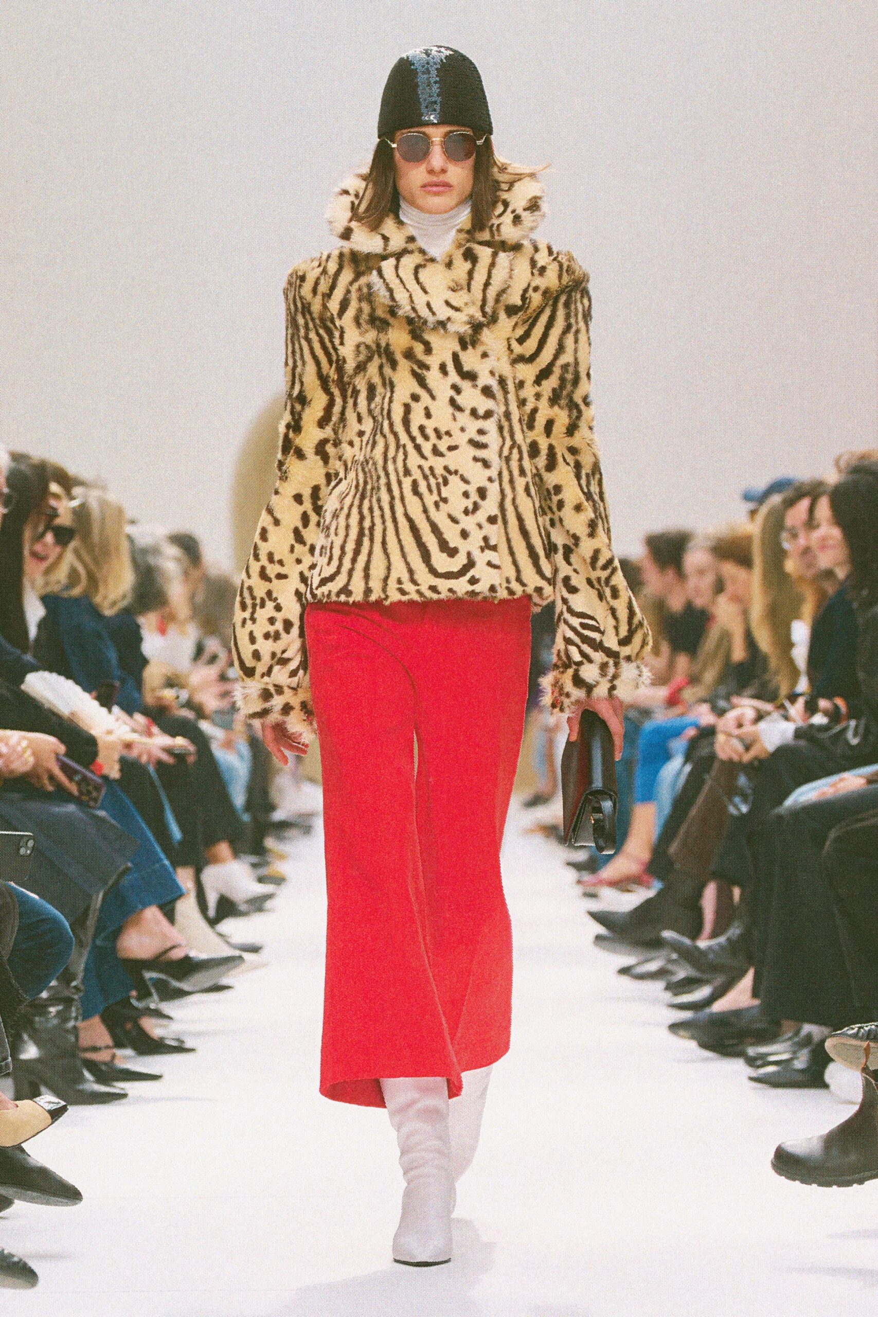red cotton fitted straight-leg pants