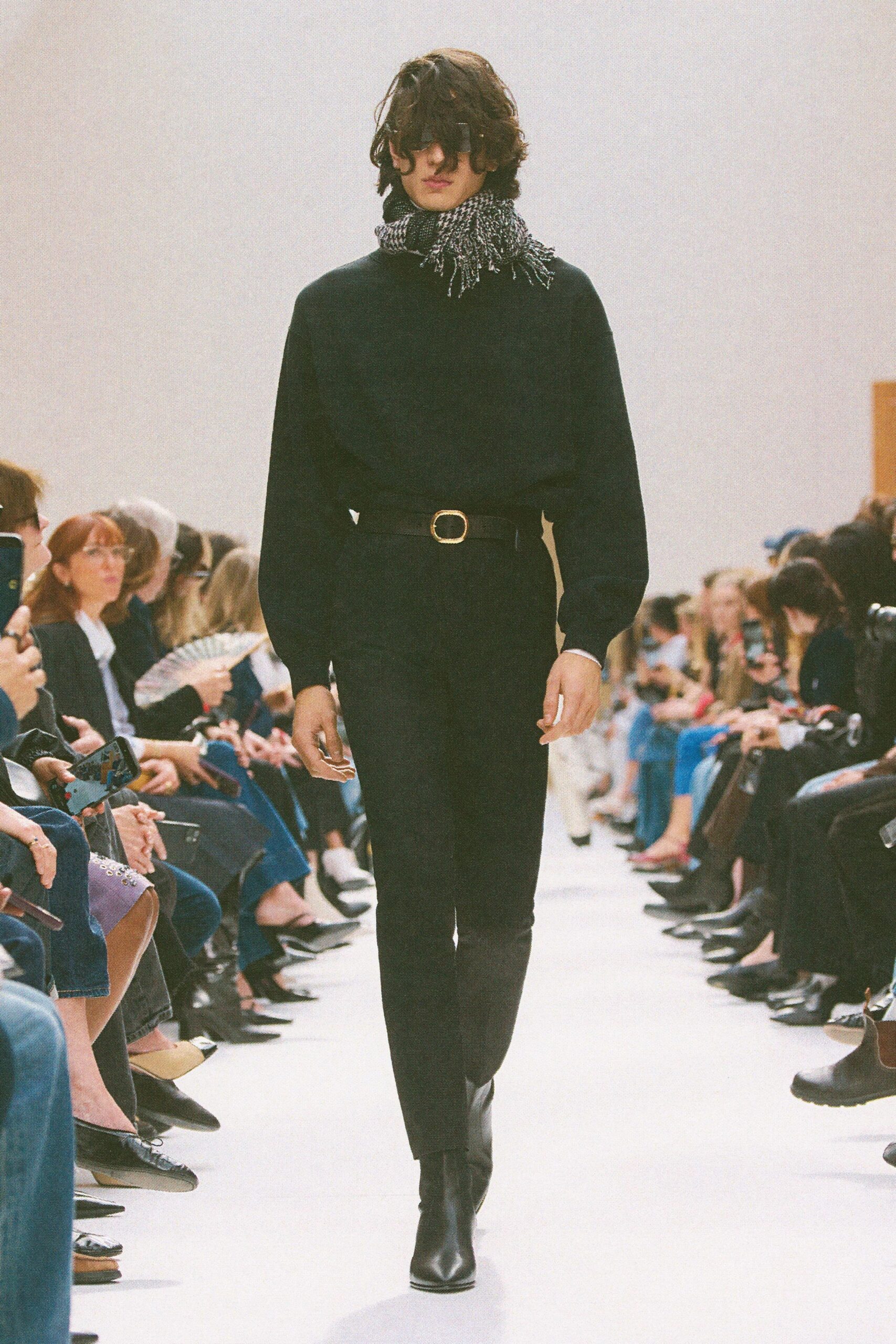 black cotton fitted high-waisted straight-leg pants