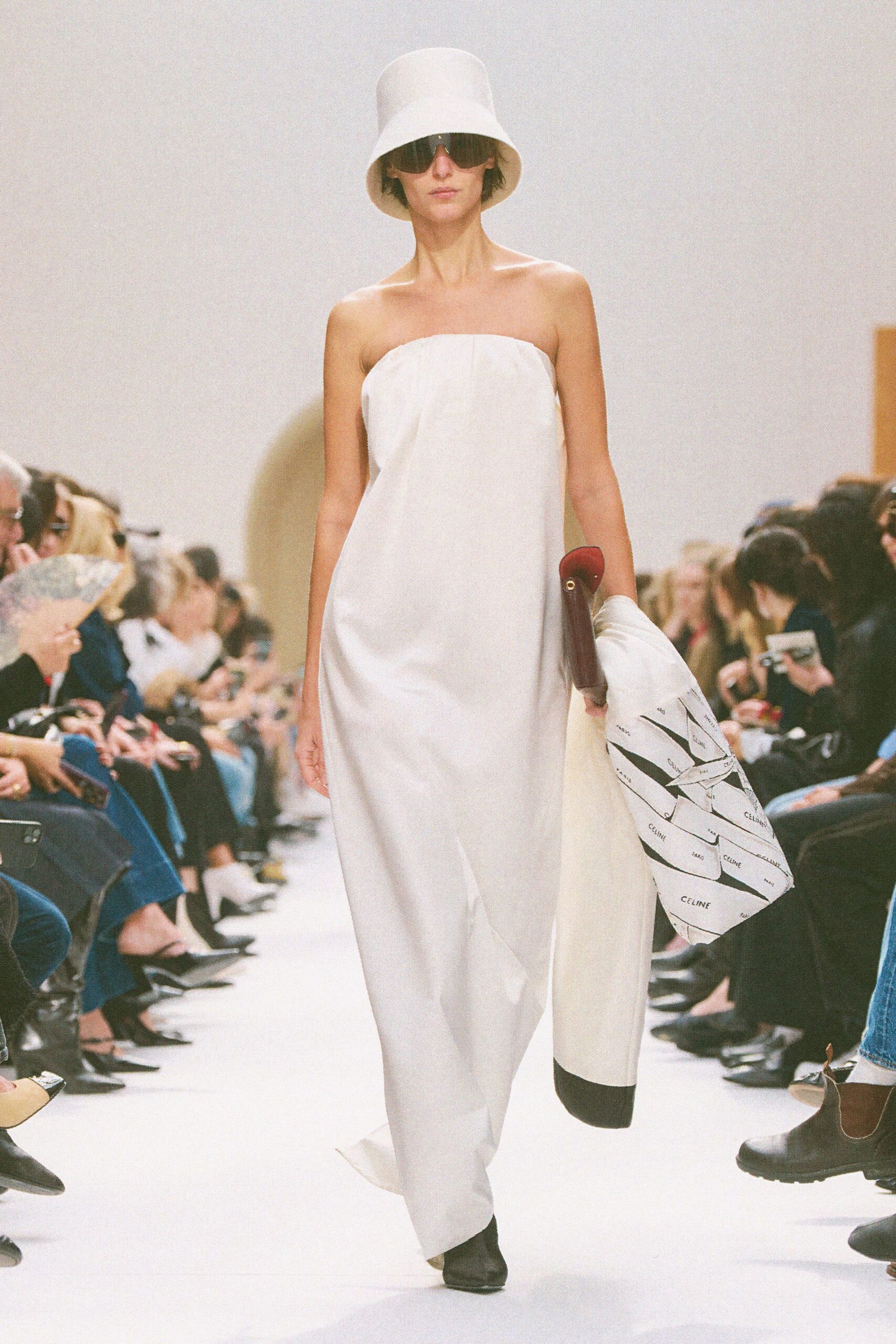 white cotton strapless relaxed straight-leg maxi dress