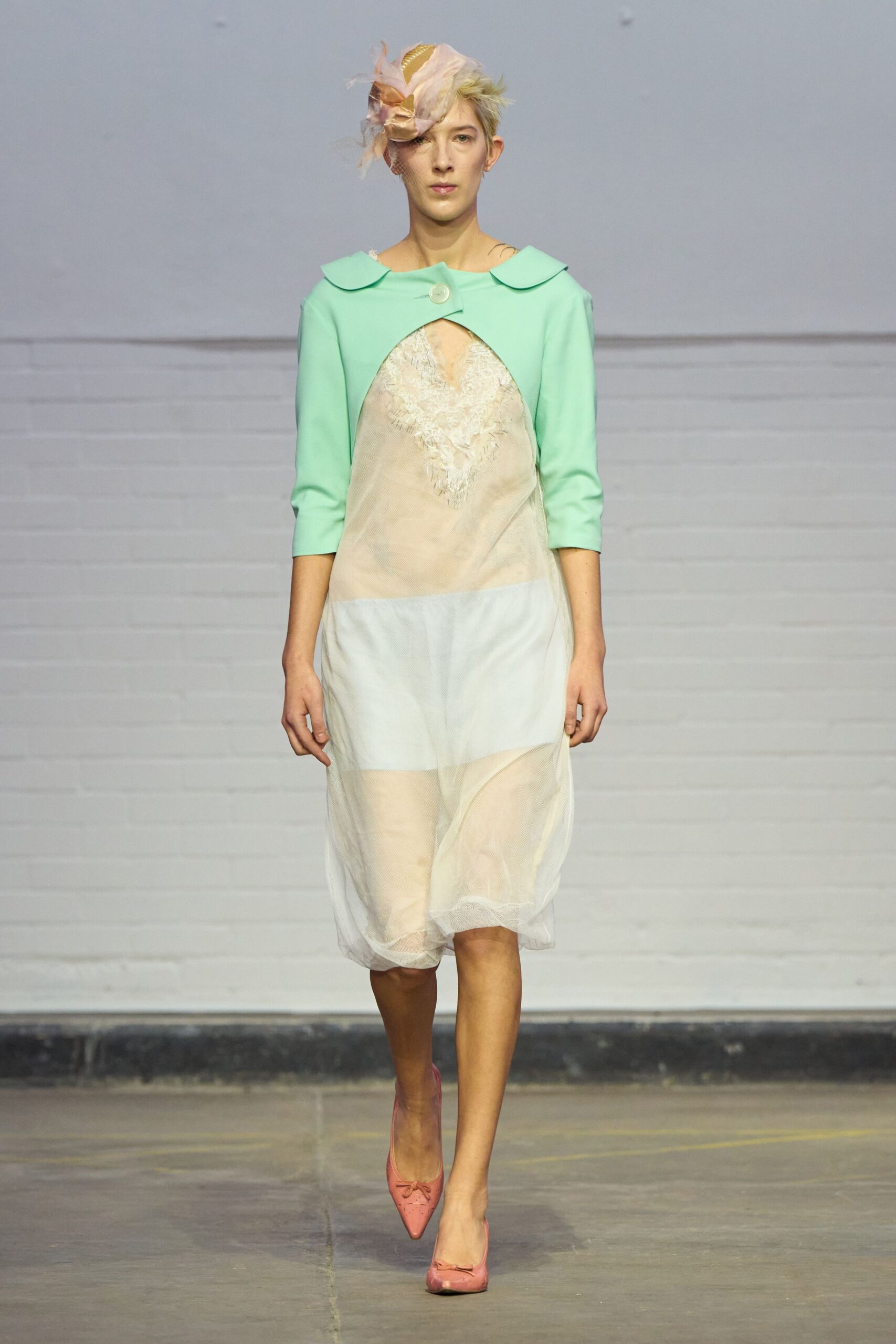 white silk sleeveless collared fitted layered pleated dress