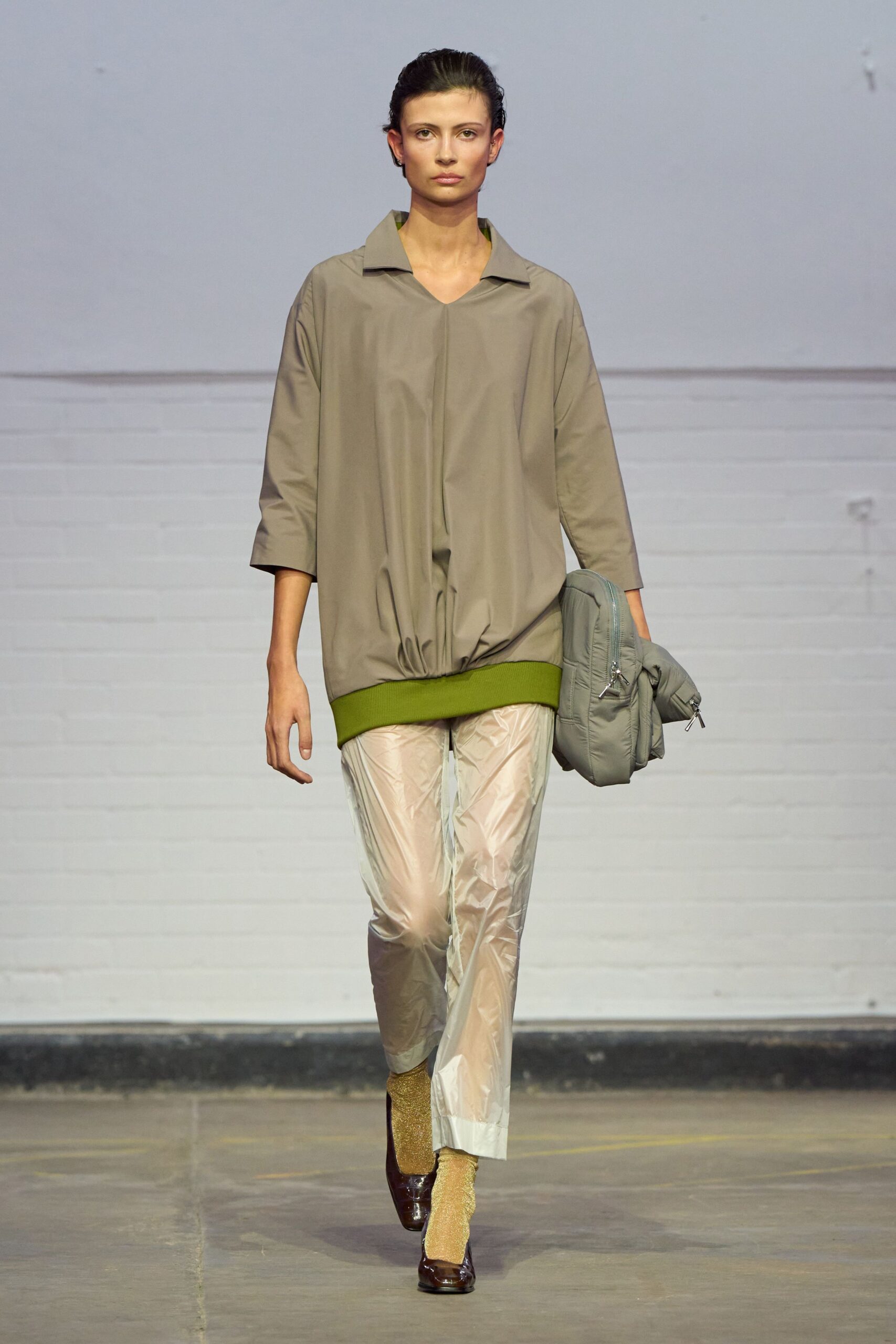clear vinyl fitted straight-leg sheer pants