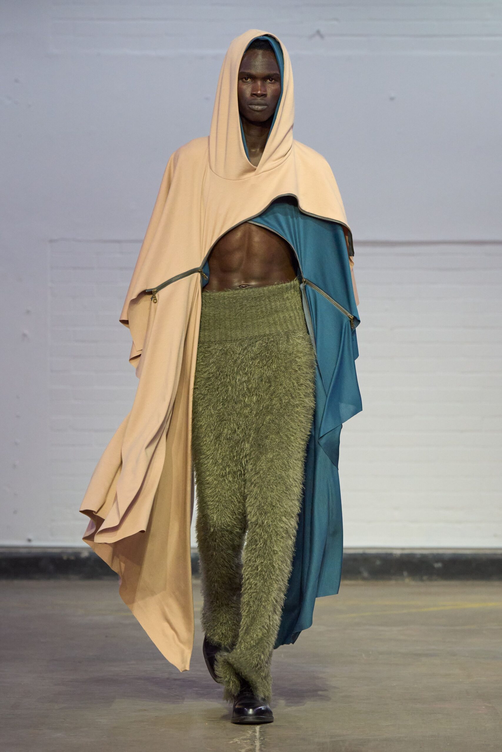 beige cotton sleeveless relaxed draped cape