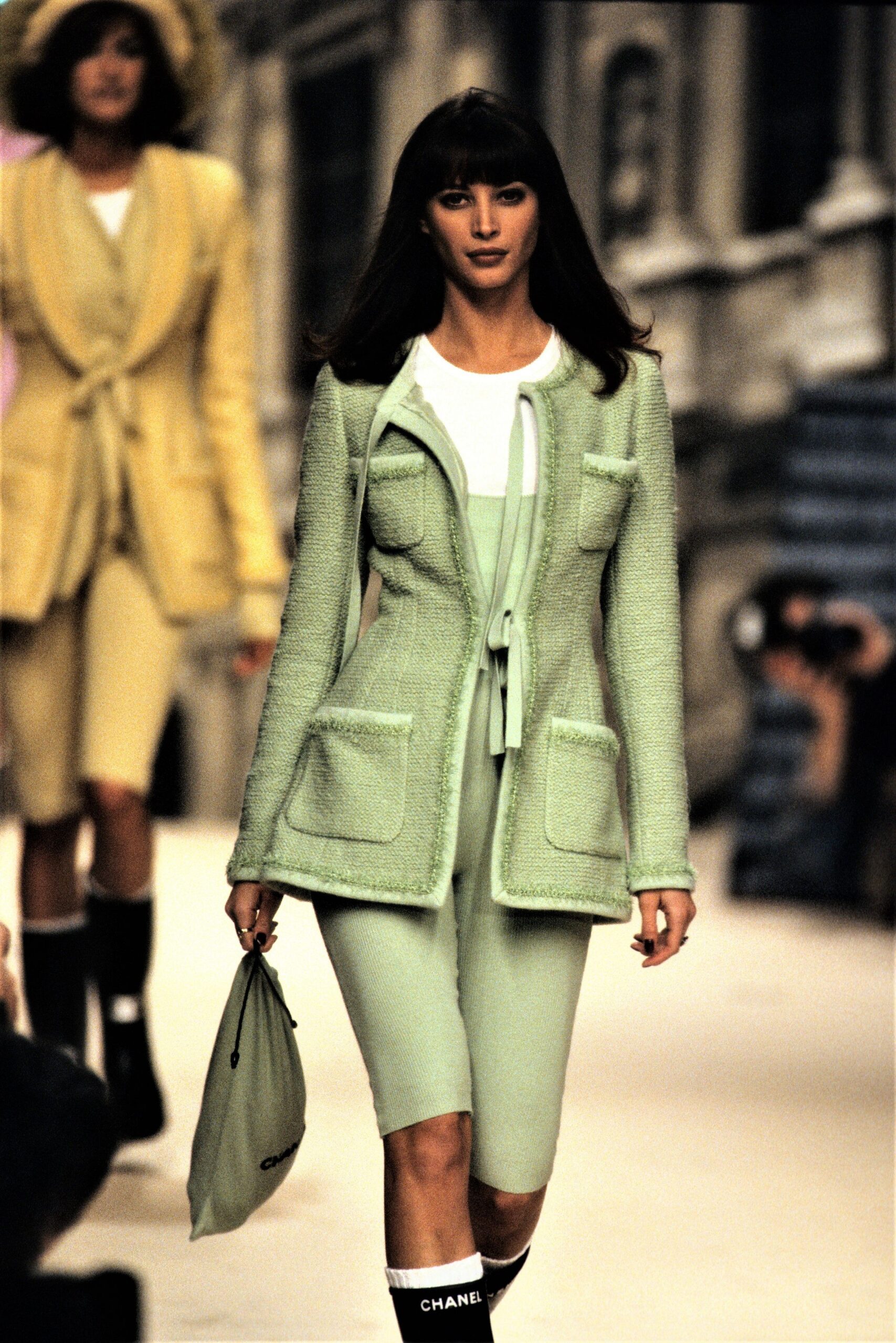green tweed jacket with shorts