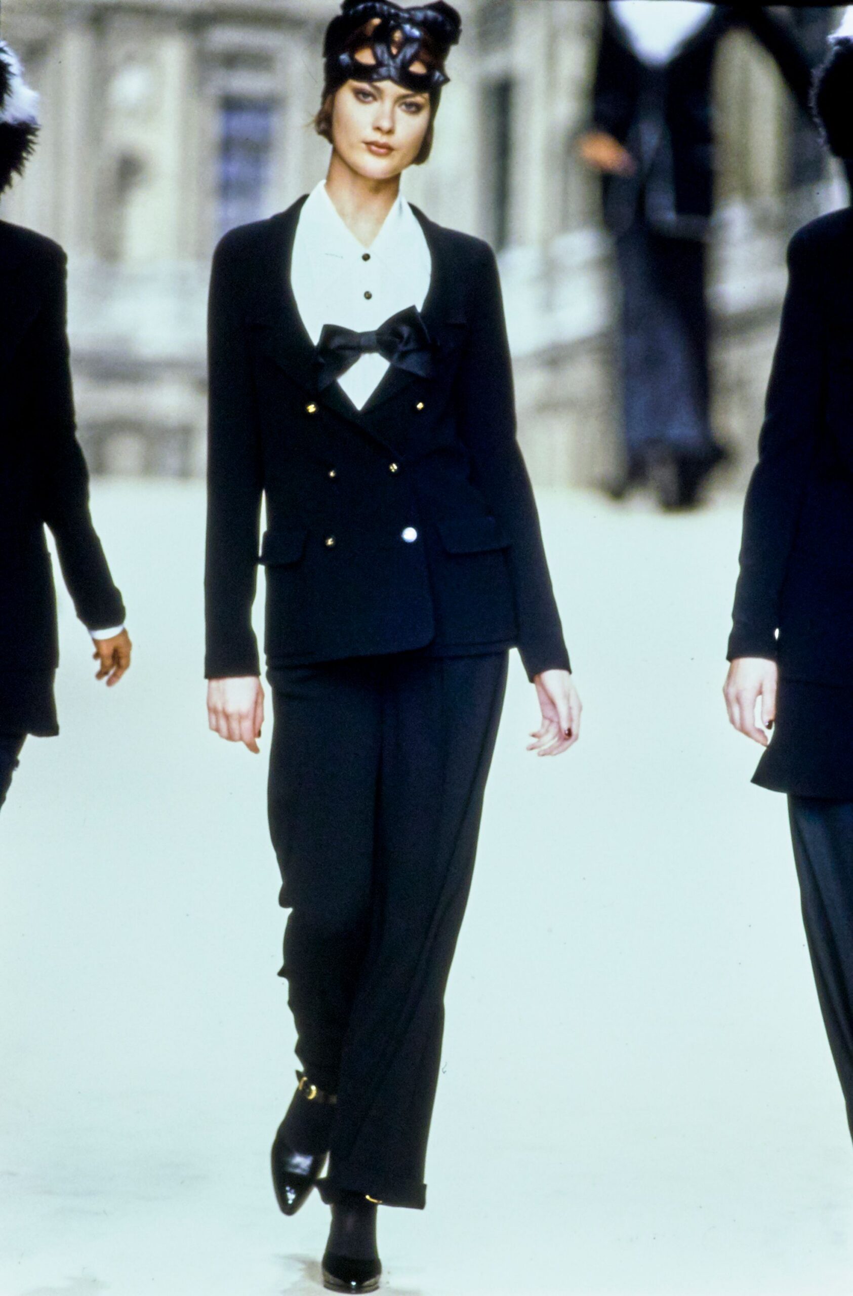 black tailored blazer with white shirt