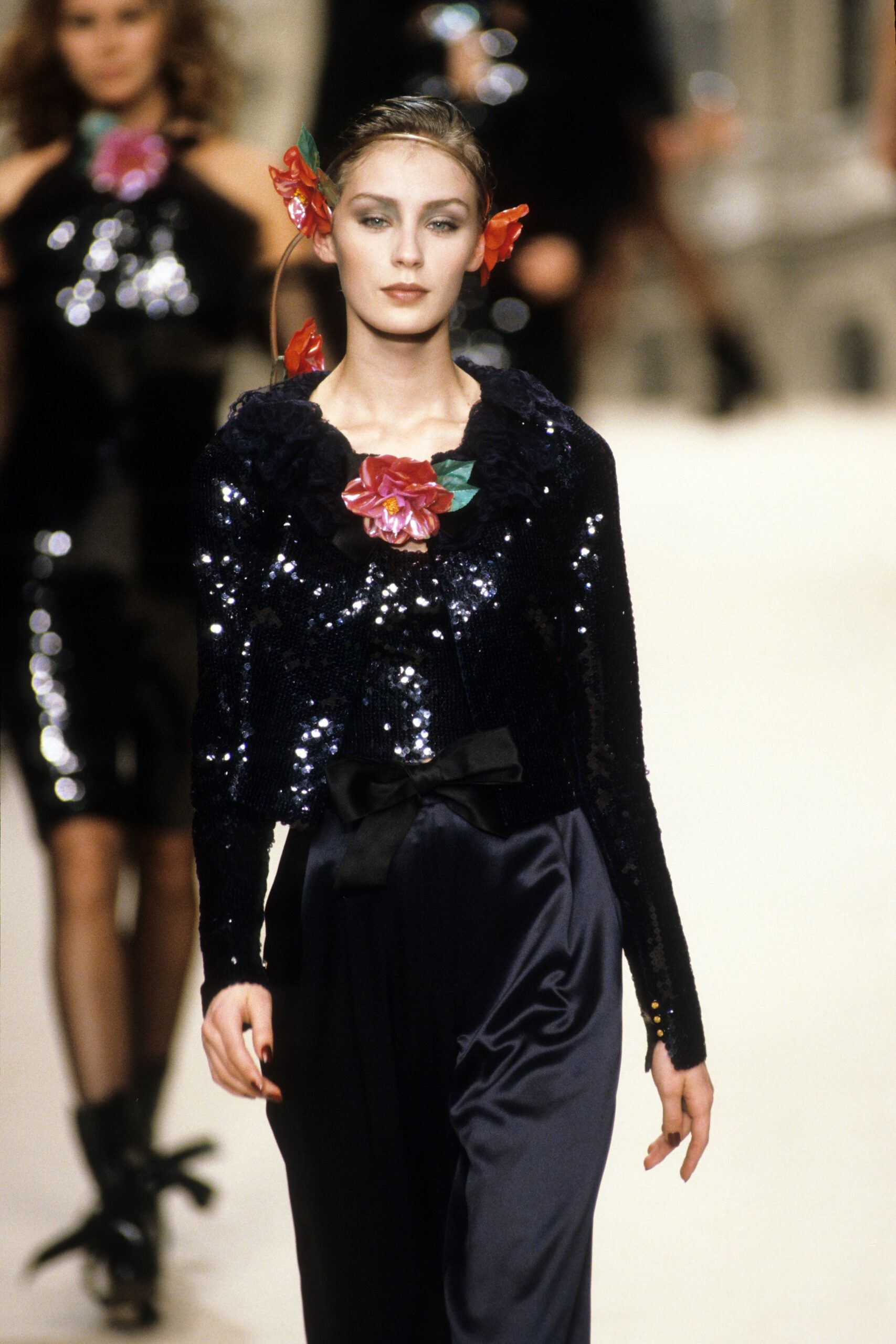 black sequin jacket and dress