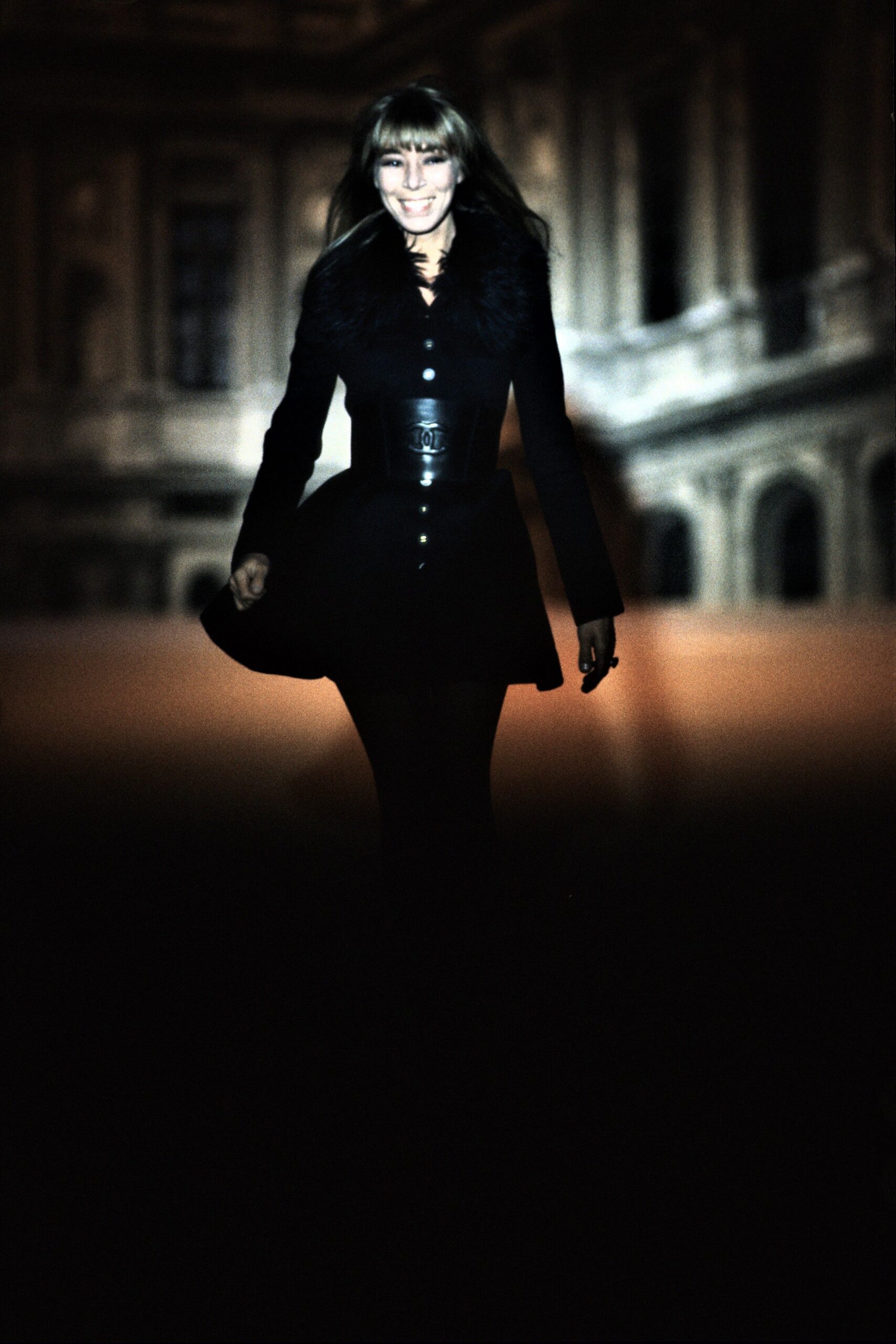 fitted black wool coat