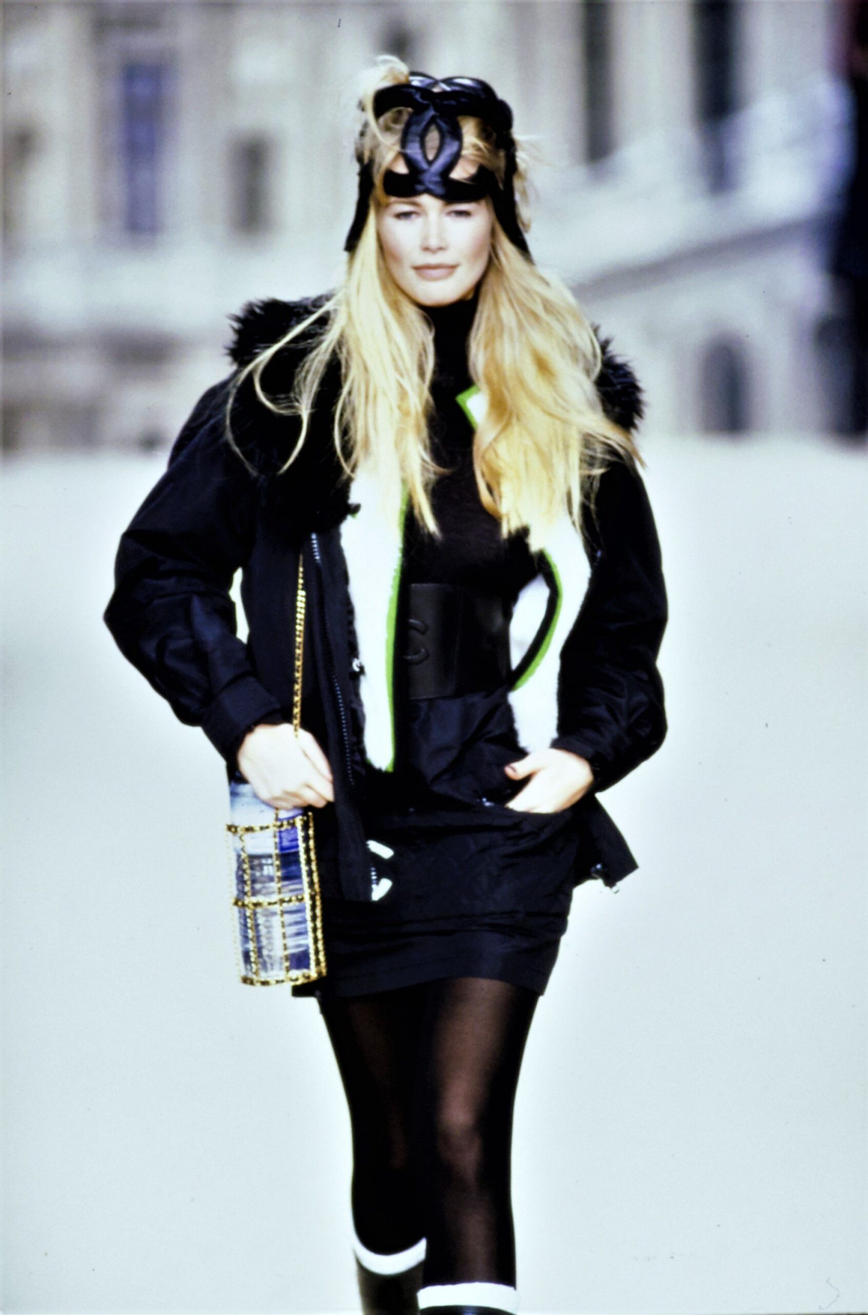 black jacket and mini dress
