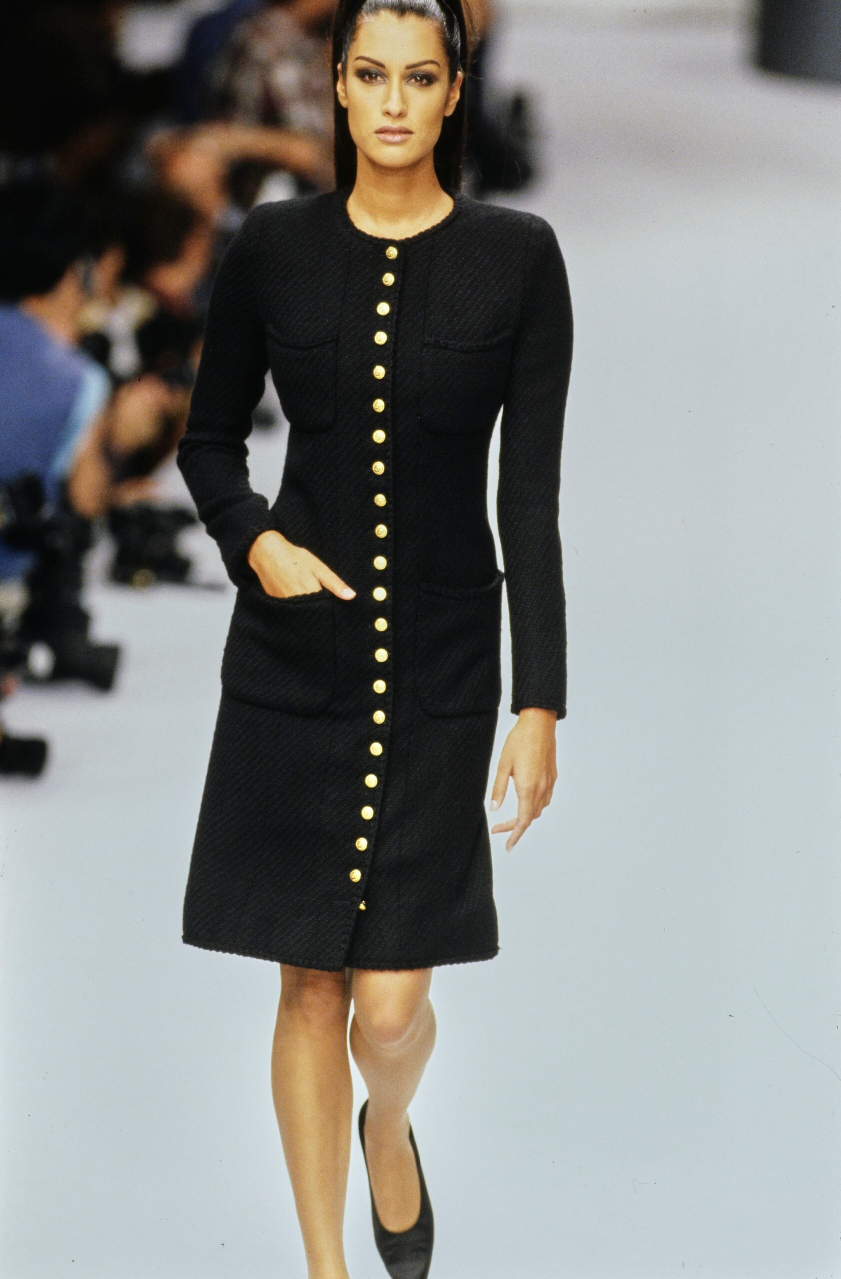 black fitted midi dress
