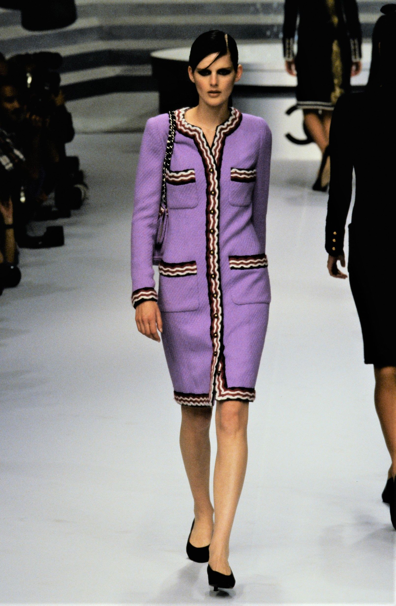 fitted purple midi dress with pockets