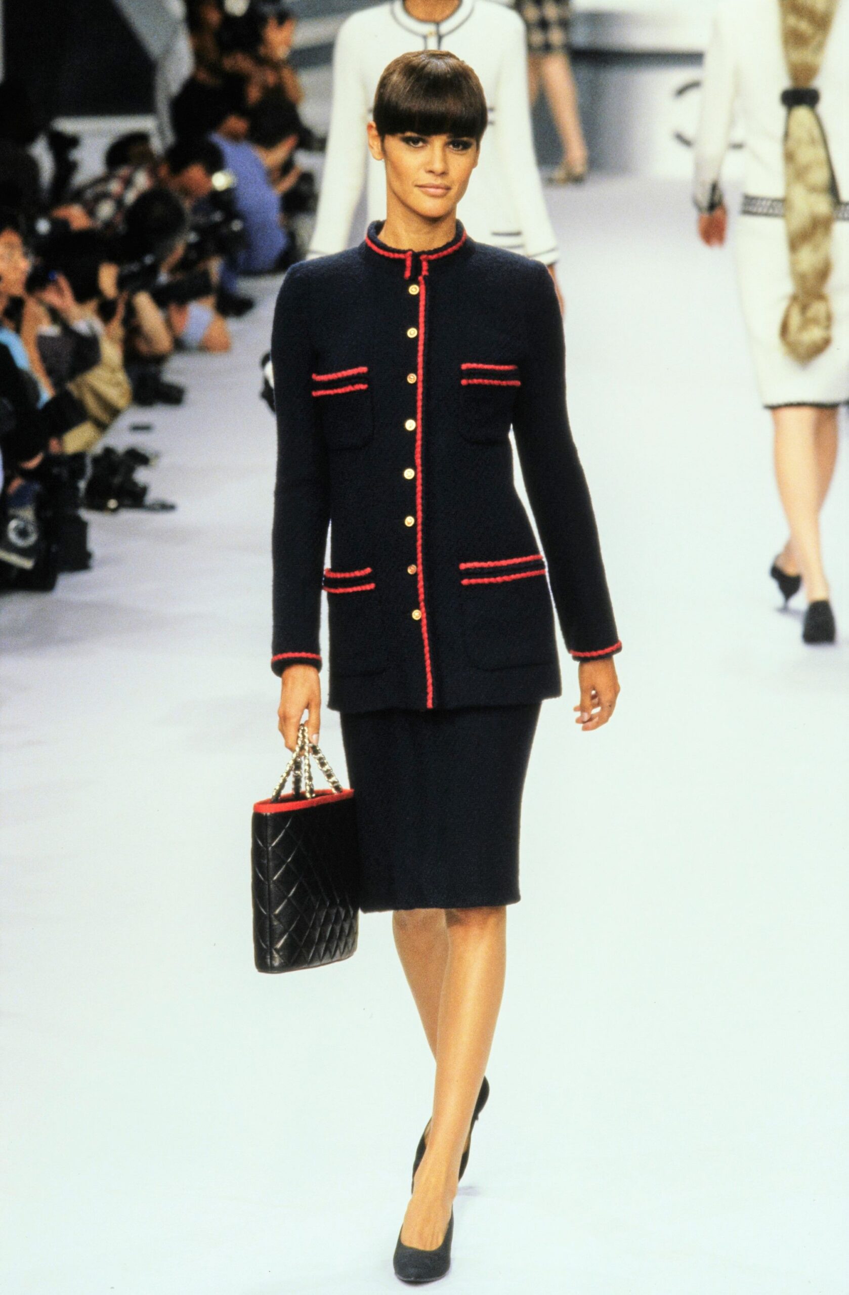 black fitted jacket and skirt