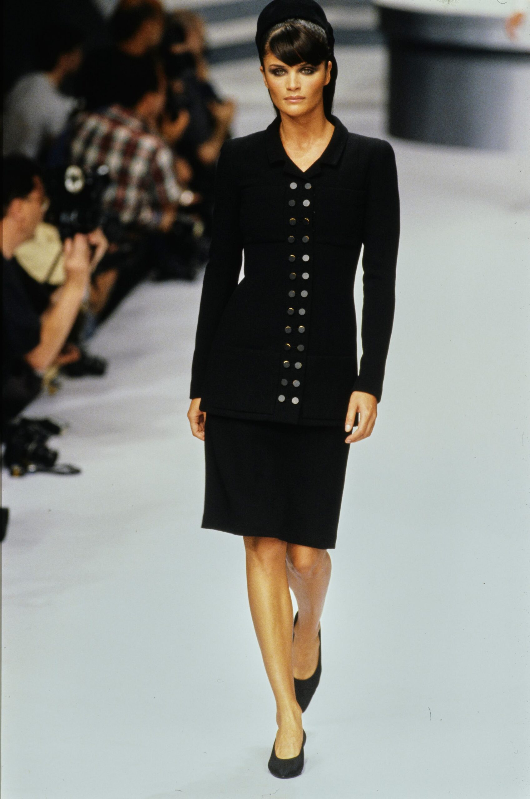 black fitted midi dress